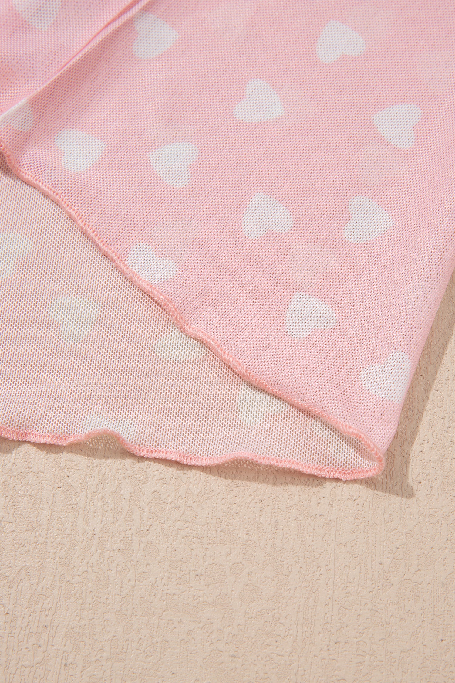 Pink Allover Heart Print Mesh Short Sleeve Top-Tops/Tops & Tees-[Adult]-[Female]-2022 Online Blue Zone Planet