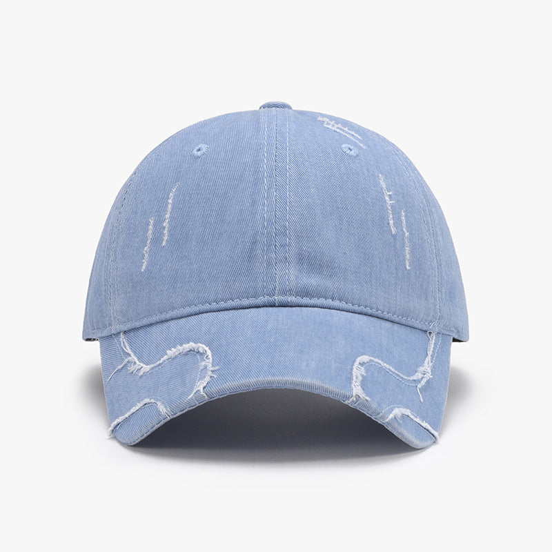 Blue Zone Planet | Raw Hem Adjustable Cap-HATS-[Adult]-[Female]-Light Blue-One Size-2022 Online Blue Zone Planet