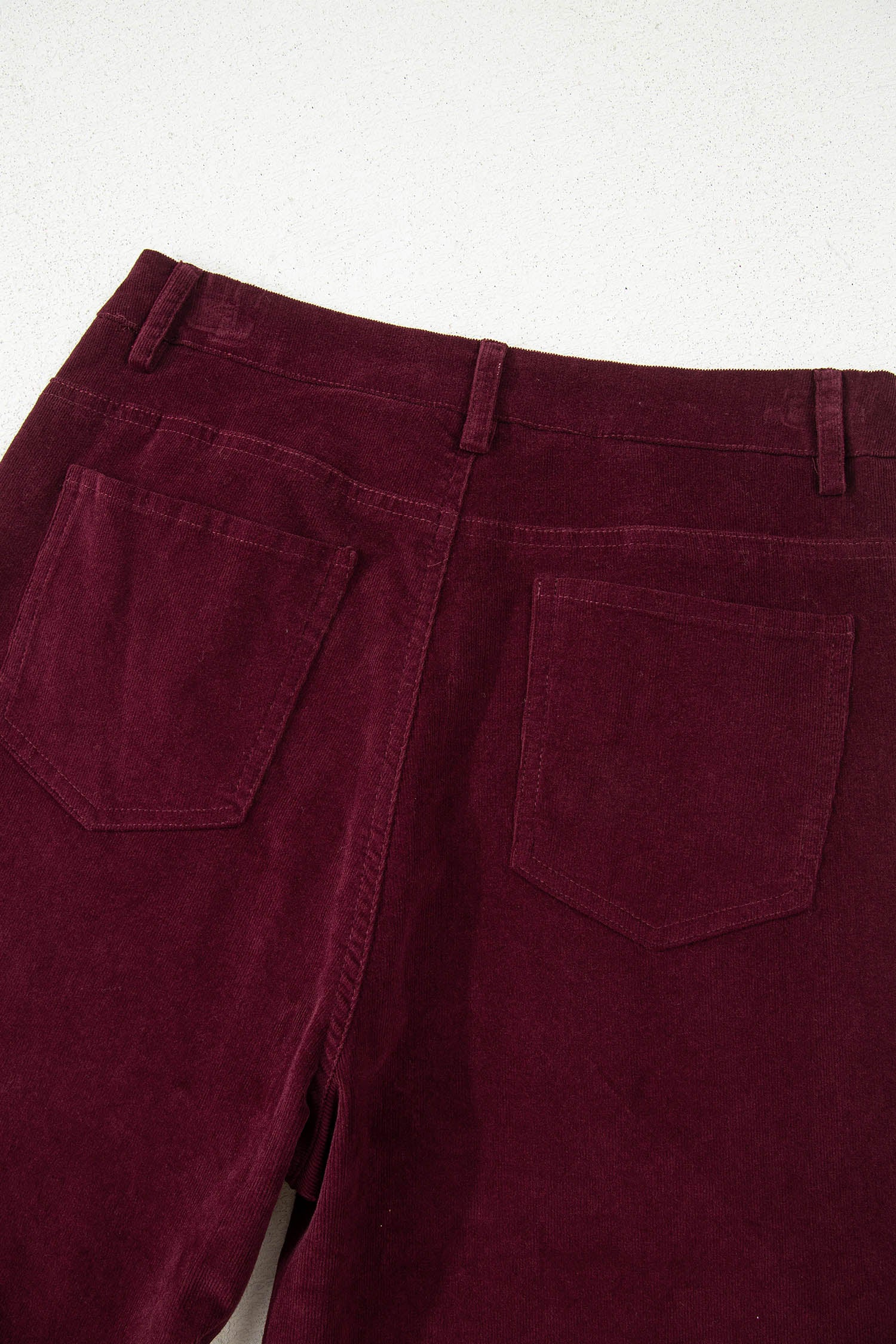 Burgundy Corduroy Solid Color High Waist Wide Leg Pants-Bottoms/Pants & Culotte-[Adult]-[Female]-2022 Online Blue Zone Planet