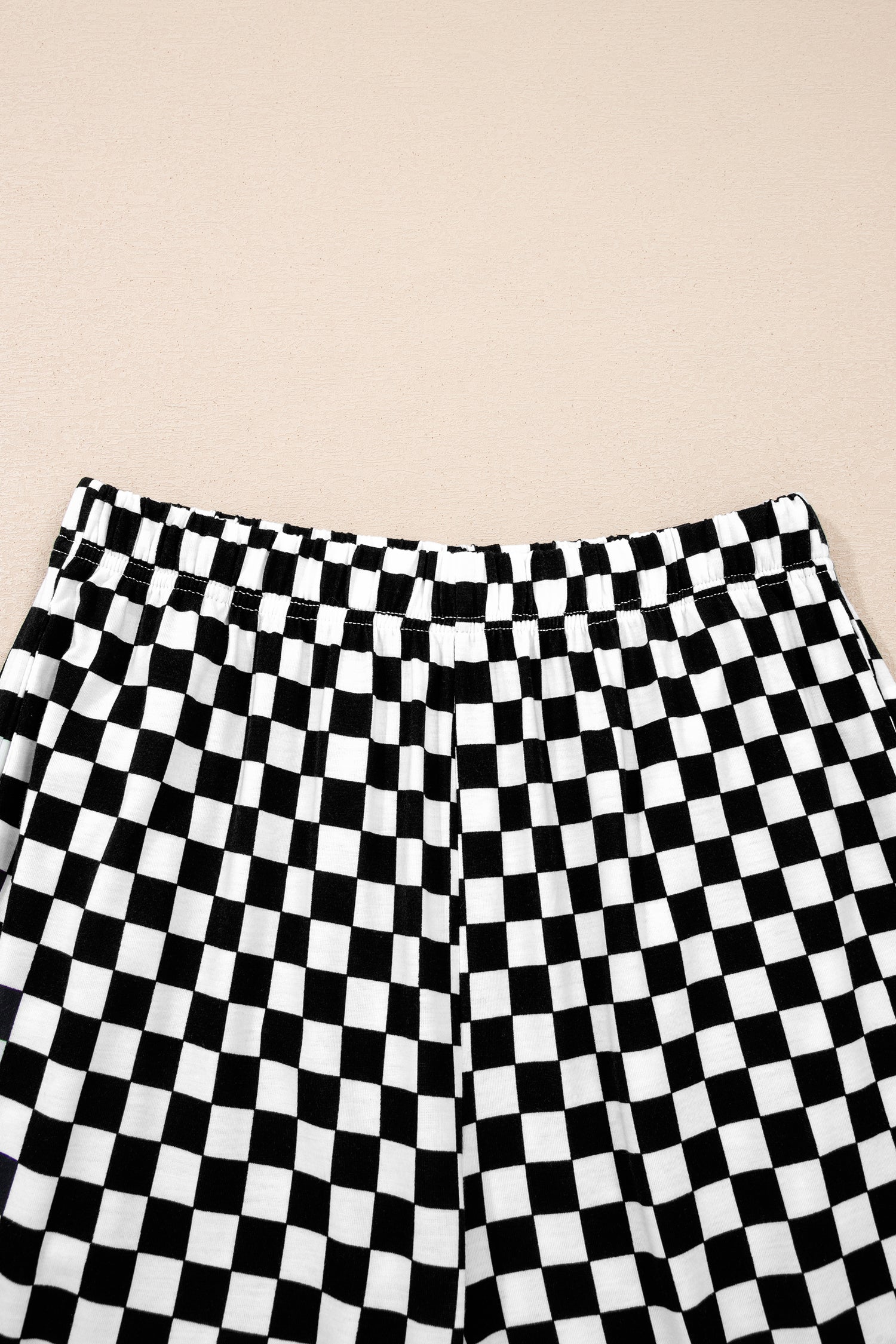 Black Checkered Print Half Sleeve Tee 2pcs Lounge Pant Set-Loungewear & Sleepwear/Loungewear-[Adult]-[Female]-2022 Online Blue Zone Planet