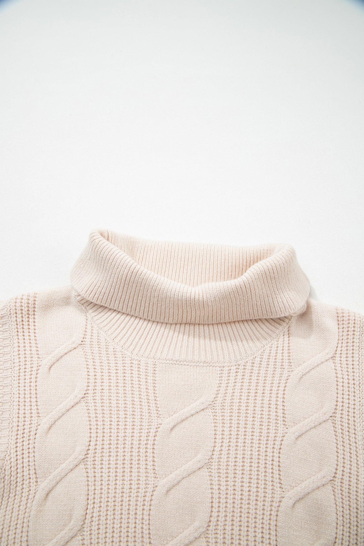 Jet Stream Cable Knit Turtleneck Ruffled Short Sleeve Sweater-Sweaters & Cardigans/Short Sleeve Sweaters-[Adult]-[Female]-2022 Online Blue Zone Planet
