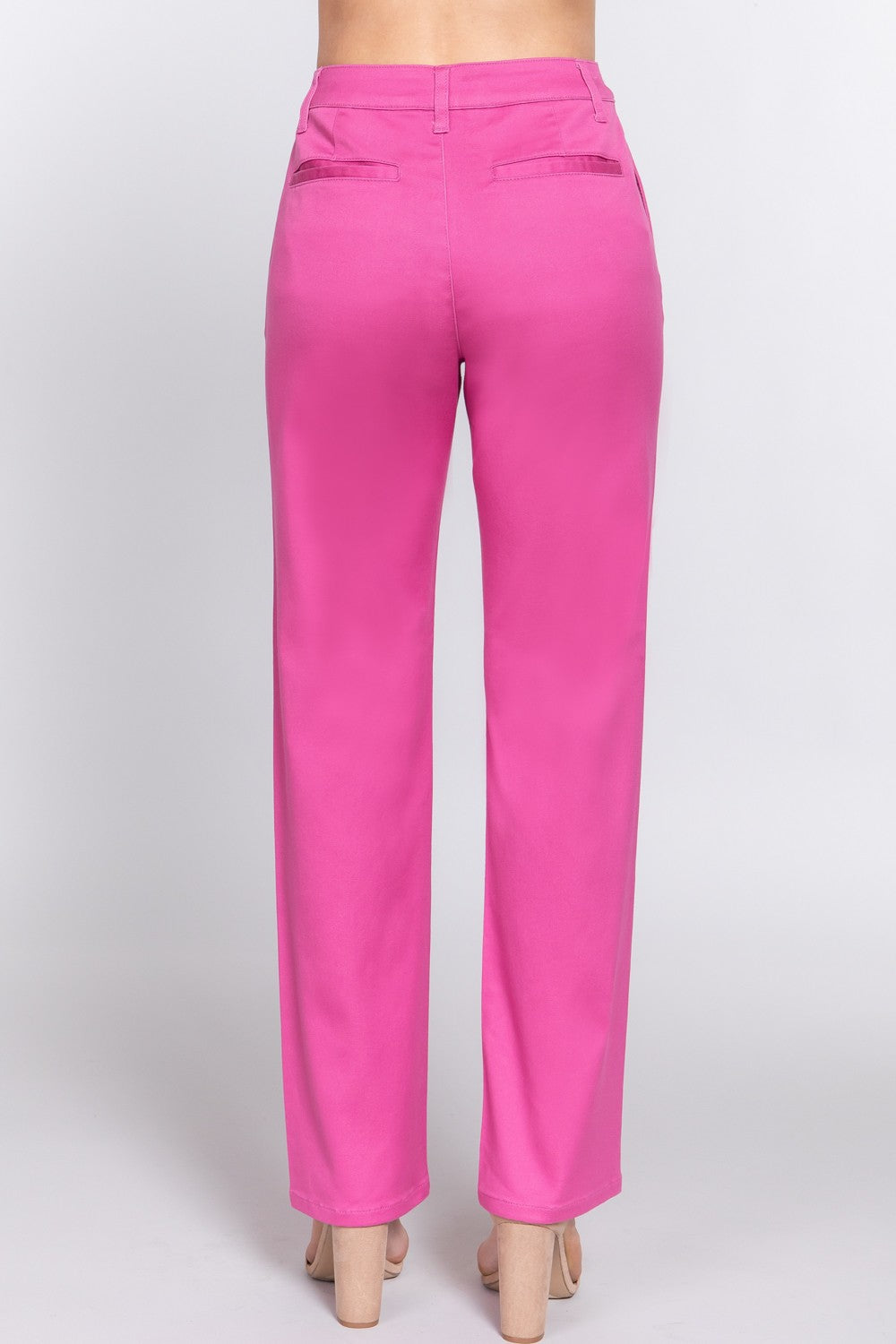 ACTIVE BASIC High Waist Straight Twill Pants-BOTTOMS-[Adult]-[Female]-2022 Online Blue Zone Planet