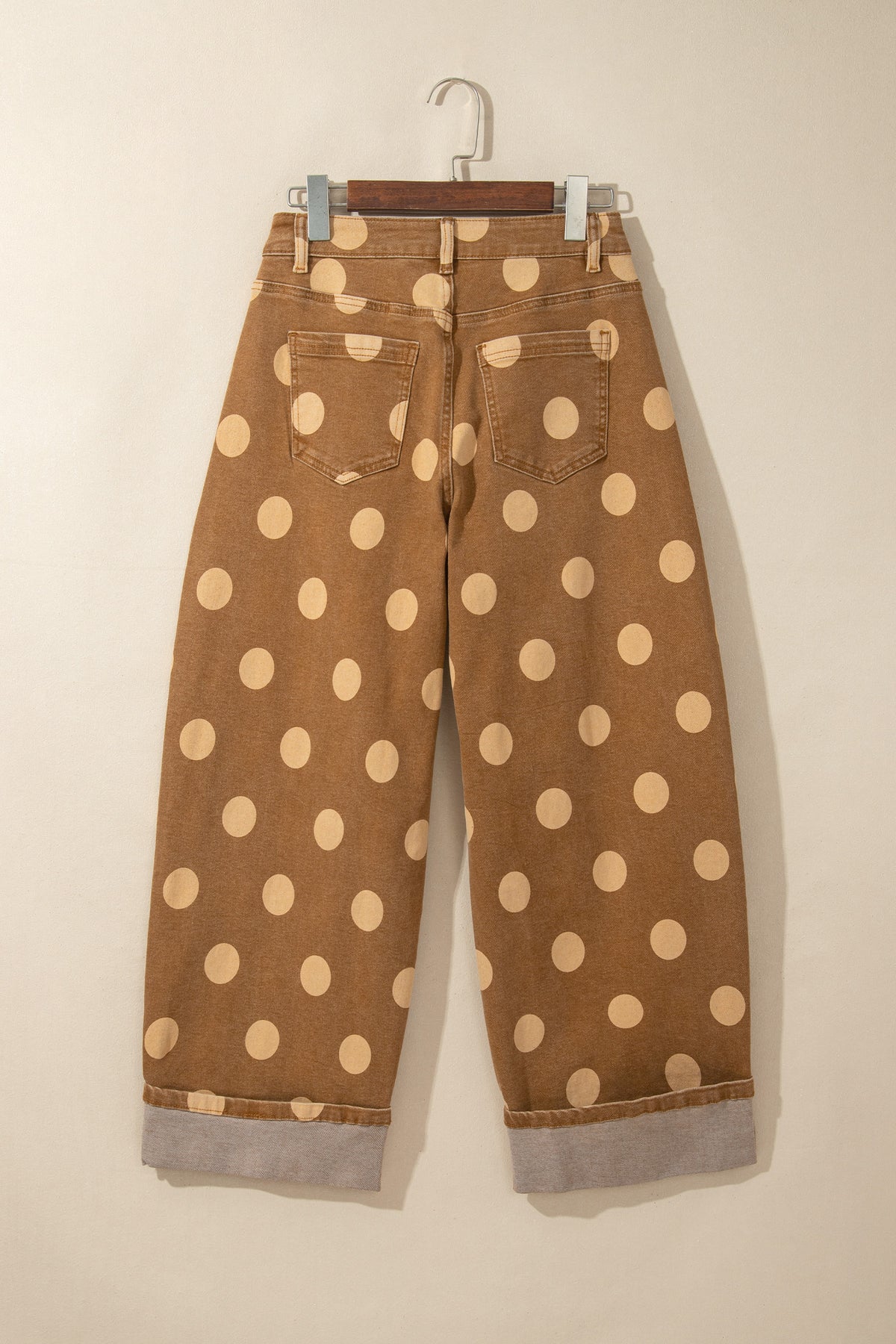 Sky Blue Polka Dot Ankle-Length Metal Button Casual Jeans-Bottoms/Jeans-[Adult]-[Female]-2022 Online Blue Zone Planet