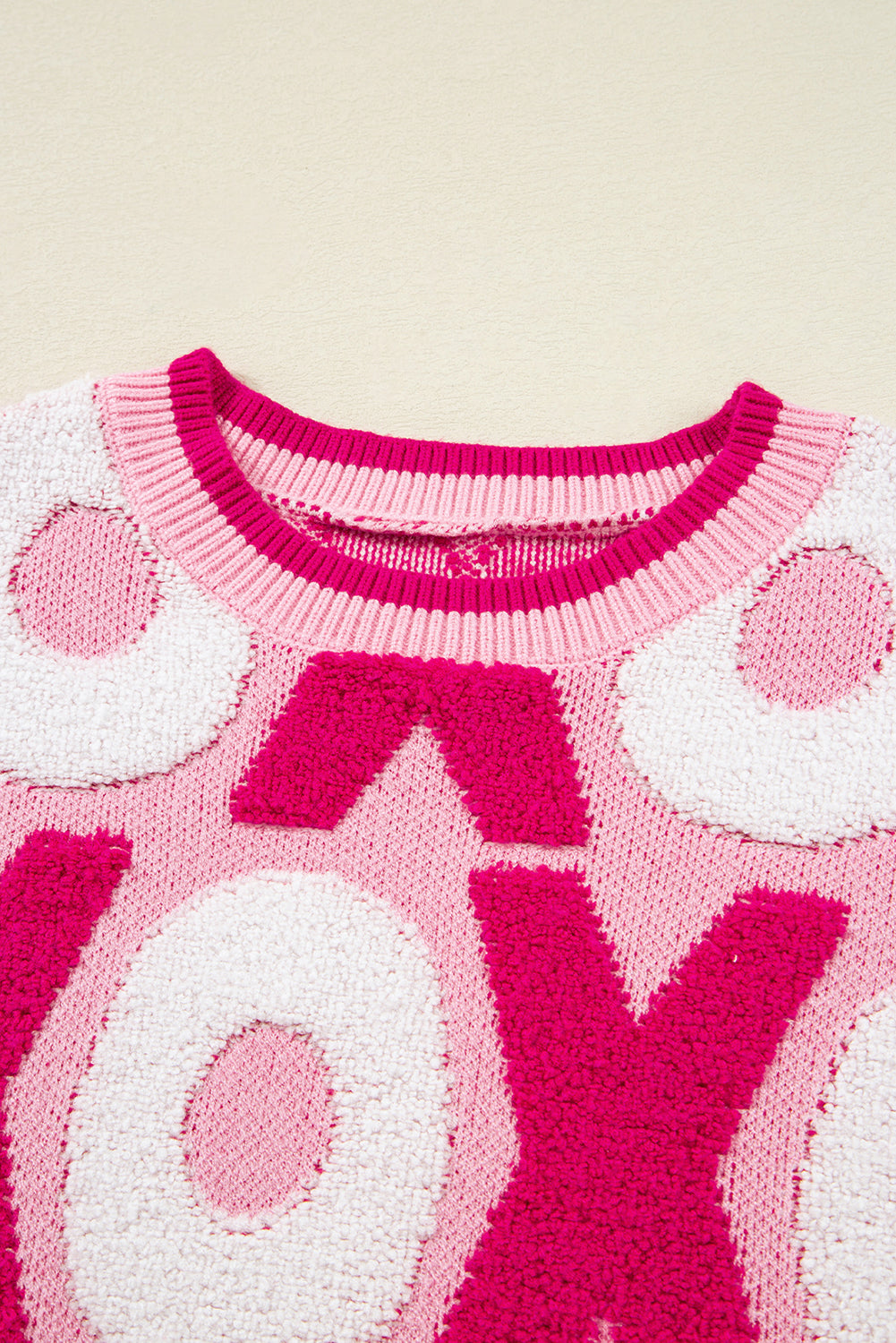 Pink XOXO Pattern Drop Shoulder Crewneck Valentines Sweater-Sweaters & Cardigans/Sweaters-[Adult]-[Female]-2022 Online Blue Zone Planet