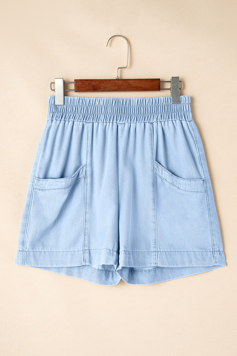 Beau Blue Light Wash Pocketed Wide Leg Denim Shorts-Bottoms/Denim Shorts-[Adult]-[Female]-2022 Online Blue Zone Planet