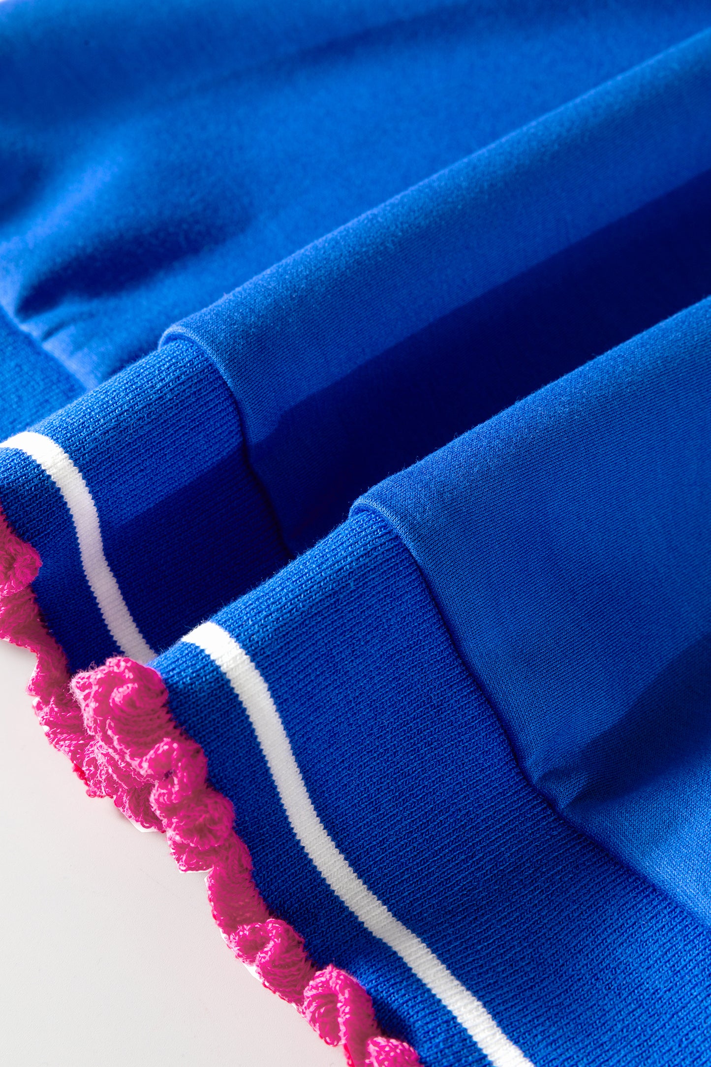 Sky Blue Contrast Frilled Trim Button Collared Short Sleeve Knit Top-Tops/Tops & Tees-[Adult]-[Female]-2022 Online Blue Zone Planet