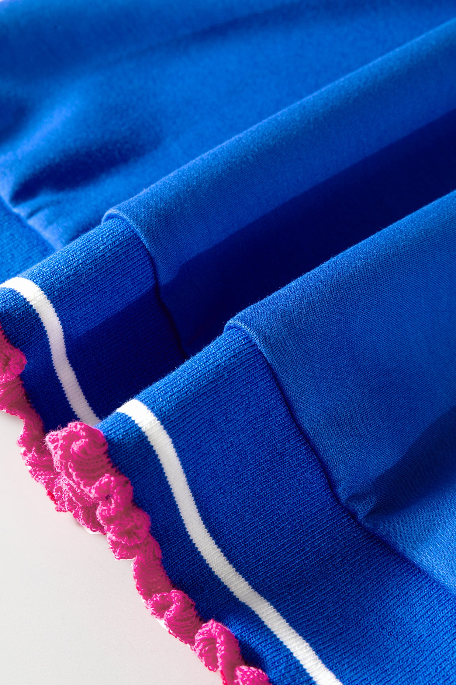 Sky Blue Contrast Frilled Trim Button Collared Short Sleeve Knit Top-Tops/Tops & Tees-[Adult]-[Female]-2022 Online Blue Zone Planet