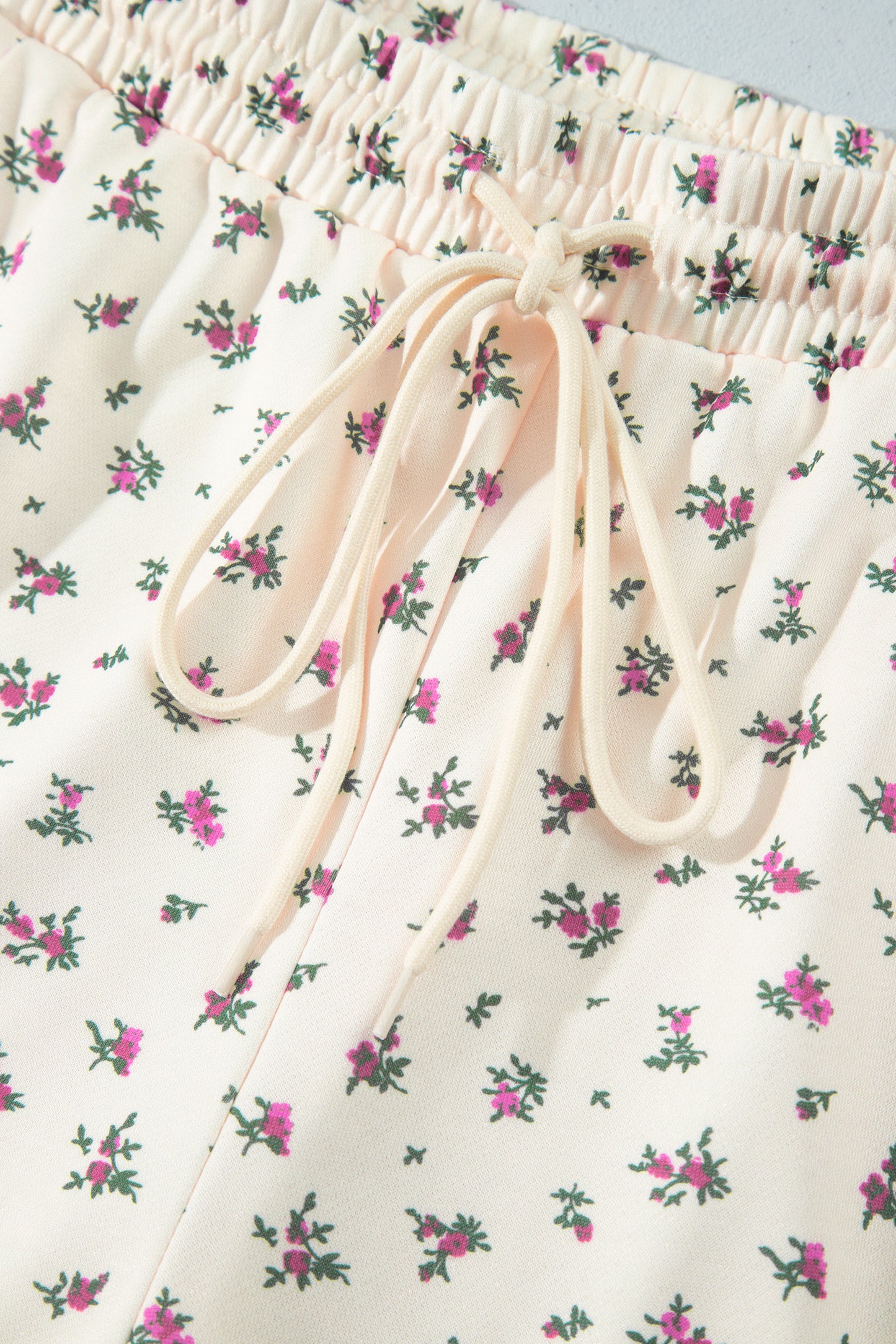 Beige Floral Print Hooded Long Sleeve Plus Size Set