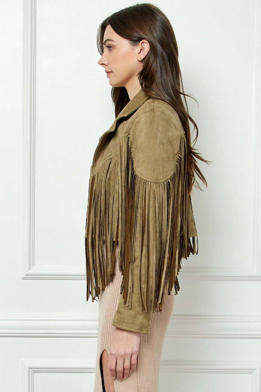 Veveret Suede Fringe Long Sleeve Moto Jacket-TOPS / DRESSES-[Adult]-[Female]-2022 Online Blue Zone Planet