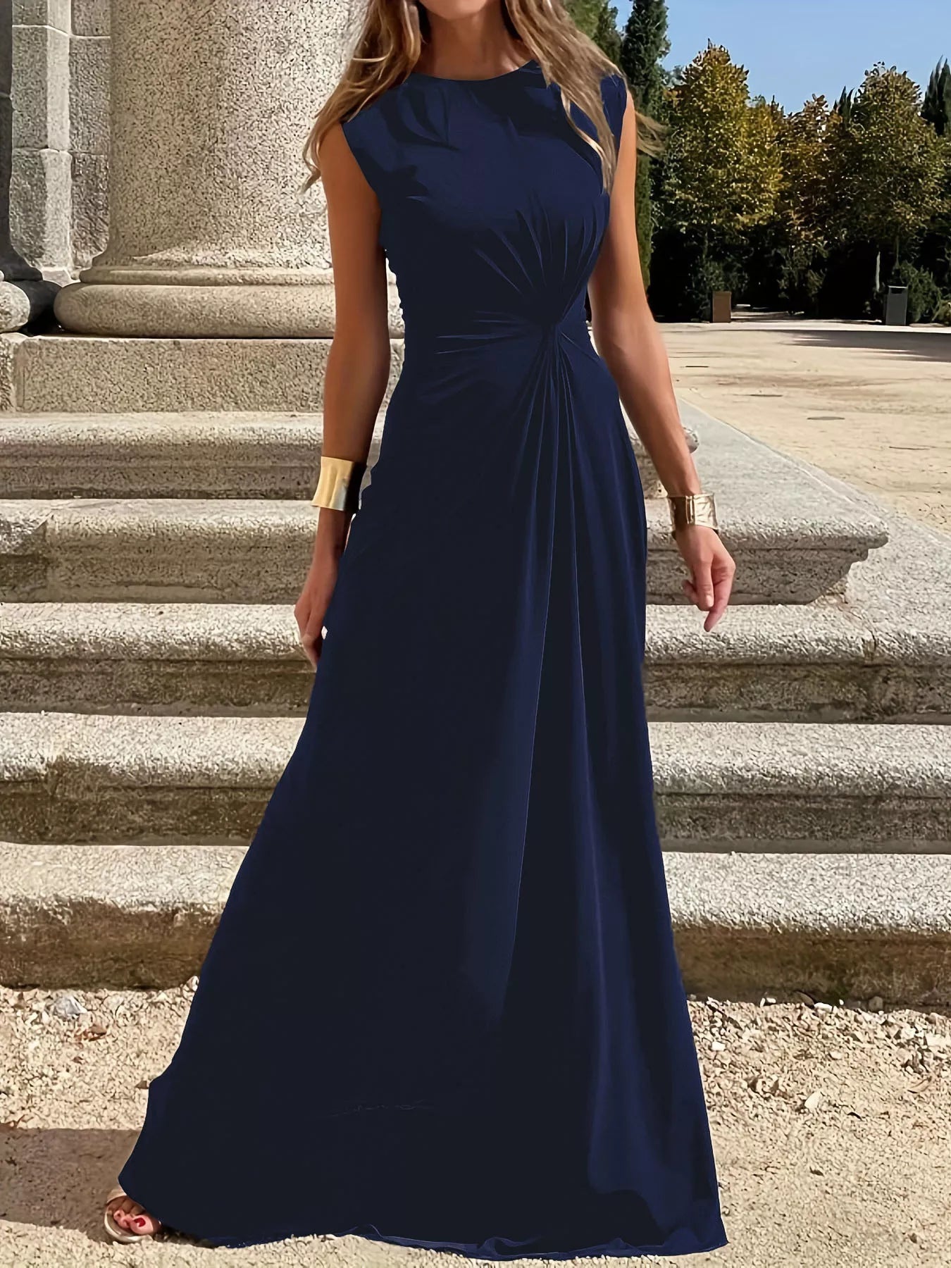 crew neck sleeveless maxi dress Juliana Crew Neck Sleeveless Maxi Dress - Semi-Formal Wedding Guest Dresses
