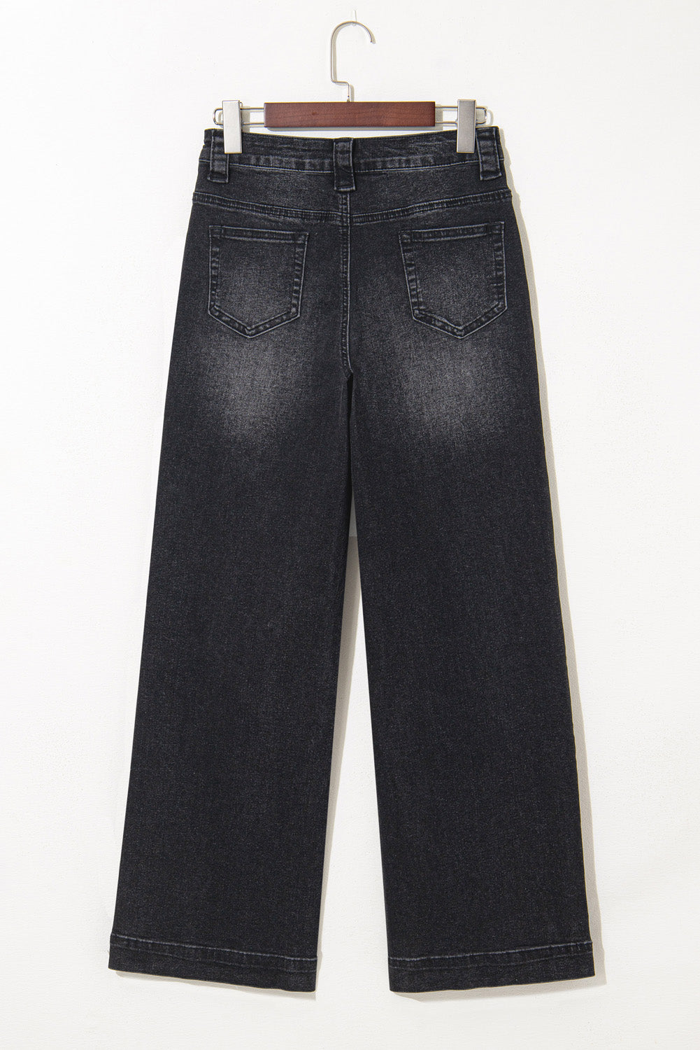 Black Wide Leg Pocketed High Waist Jeans-Bottoms/Jeans-[Adult]-[Female]-2022 Online Blue Zone Planet