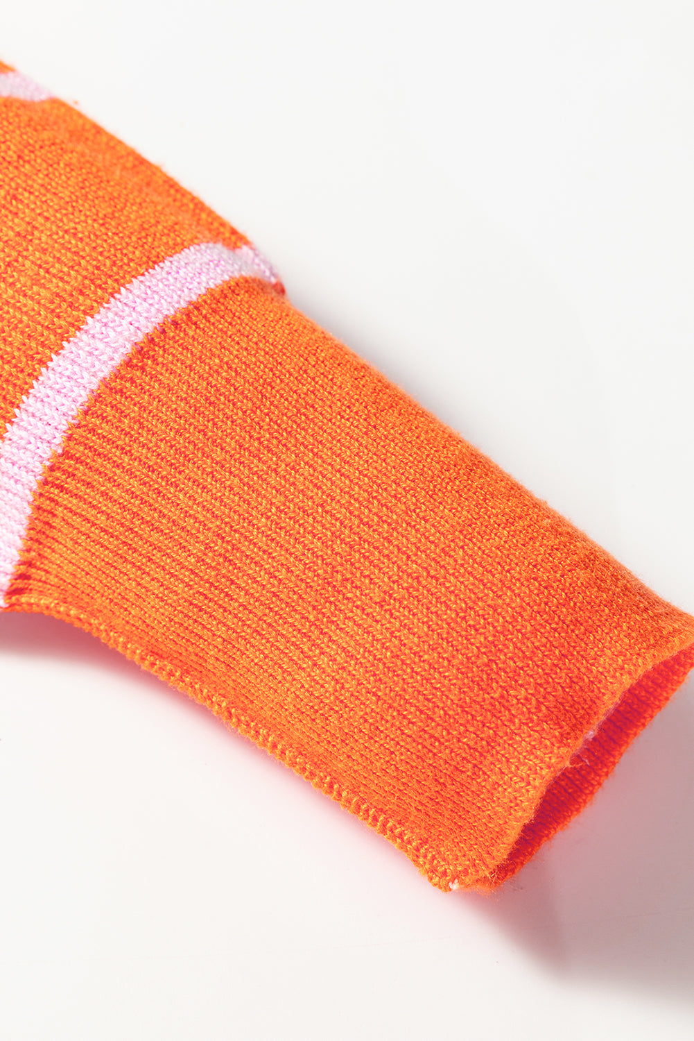 Orange Stripe Ribbed High Neck Drop Shoulder Boxy Fit Sweater-TOPS / DRESSES-[Adult]-[Female]-2022 Online Blue Zone Planet