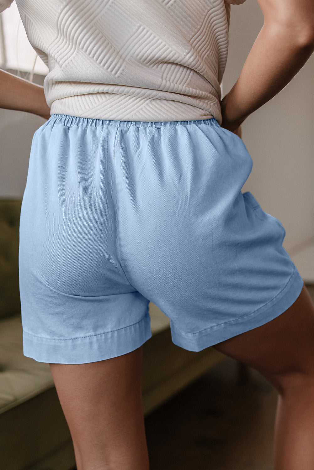 Beau Blue Light Wash Pocketed Wide Leg Denim Shorts-Bottoms/Denim Shorts-[Adult]-[Female]-2022 Online Blue Zone Planet