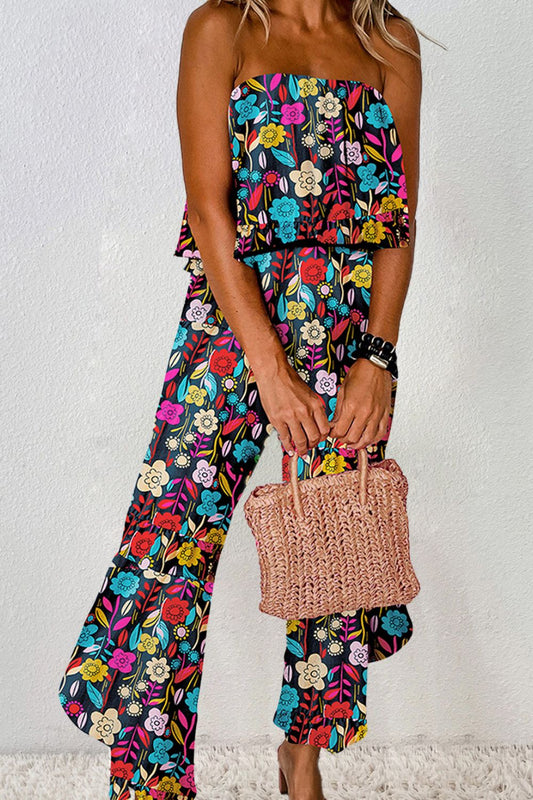 Printed Tube Wide Leg Jumpsuit-TOPS / DRESSES-[Adult]-[Female]-2022 Online Blue Zone Planet