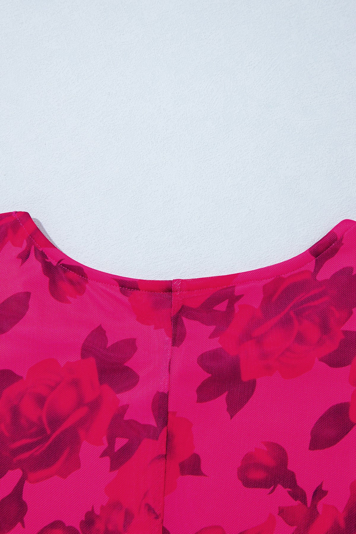 Red Floral Print Cuff Hem Serging Long Sleeve Sheath Dress-TOPS / DRESSES-[Adult]-[Female]-2022 Online Blue Zone Planet