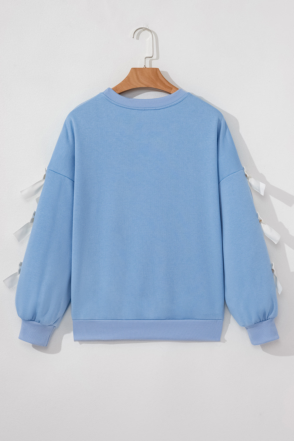 Myosotis Contrast Bow Decor Dropped Sleeve Crewneck Sweatshirt-Tops/Sweatshirts & Hoodies-[Adult]-[Female]-2022 Online Blue Zone Planet