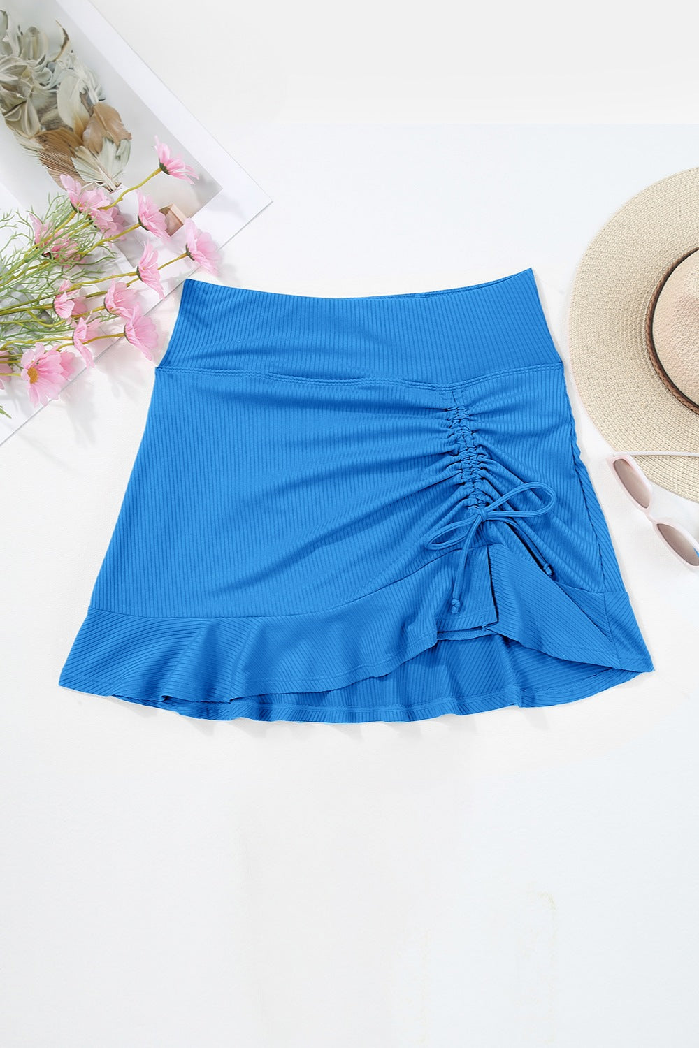 Ruched Elastic Waist Swim Skirt-TOPS / DRESSES-[Adult]-[Female]-2022 Online Blue Zone Planet