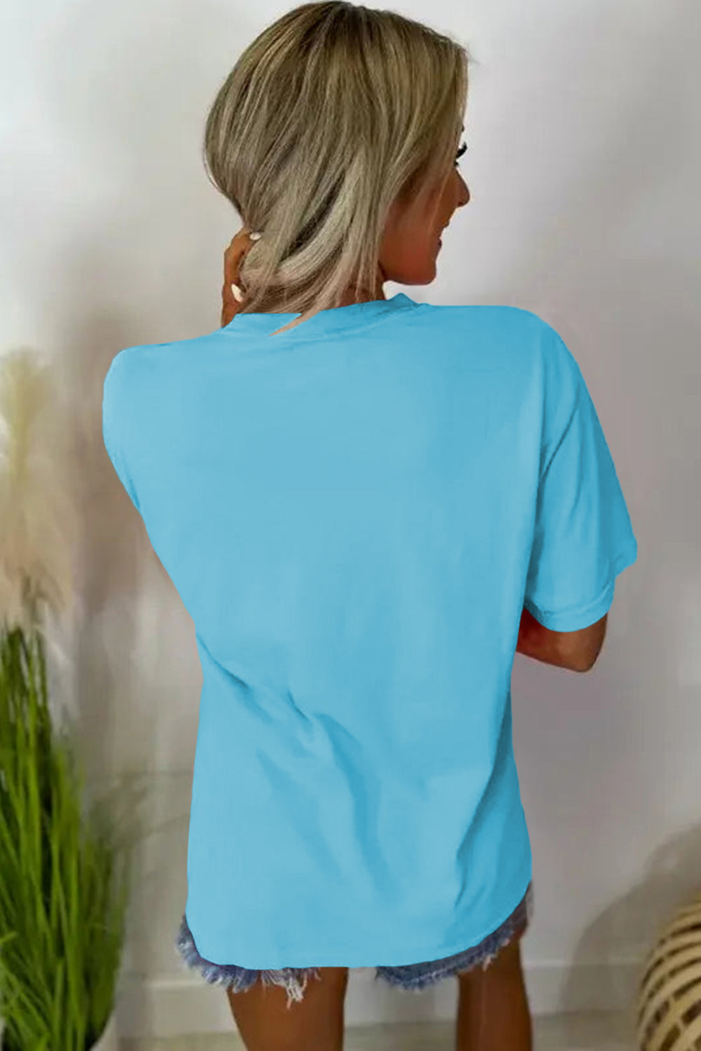 Light Blue Mama Letter Graphic Neon T Shirt-Tops/Tops & Tees-[Adult]-[Female]-2022 Online Blue Zone Planet