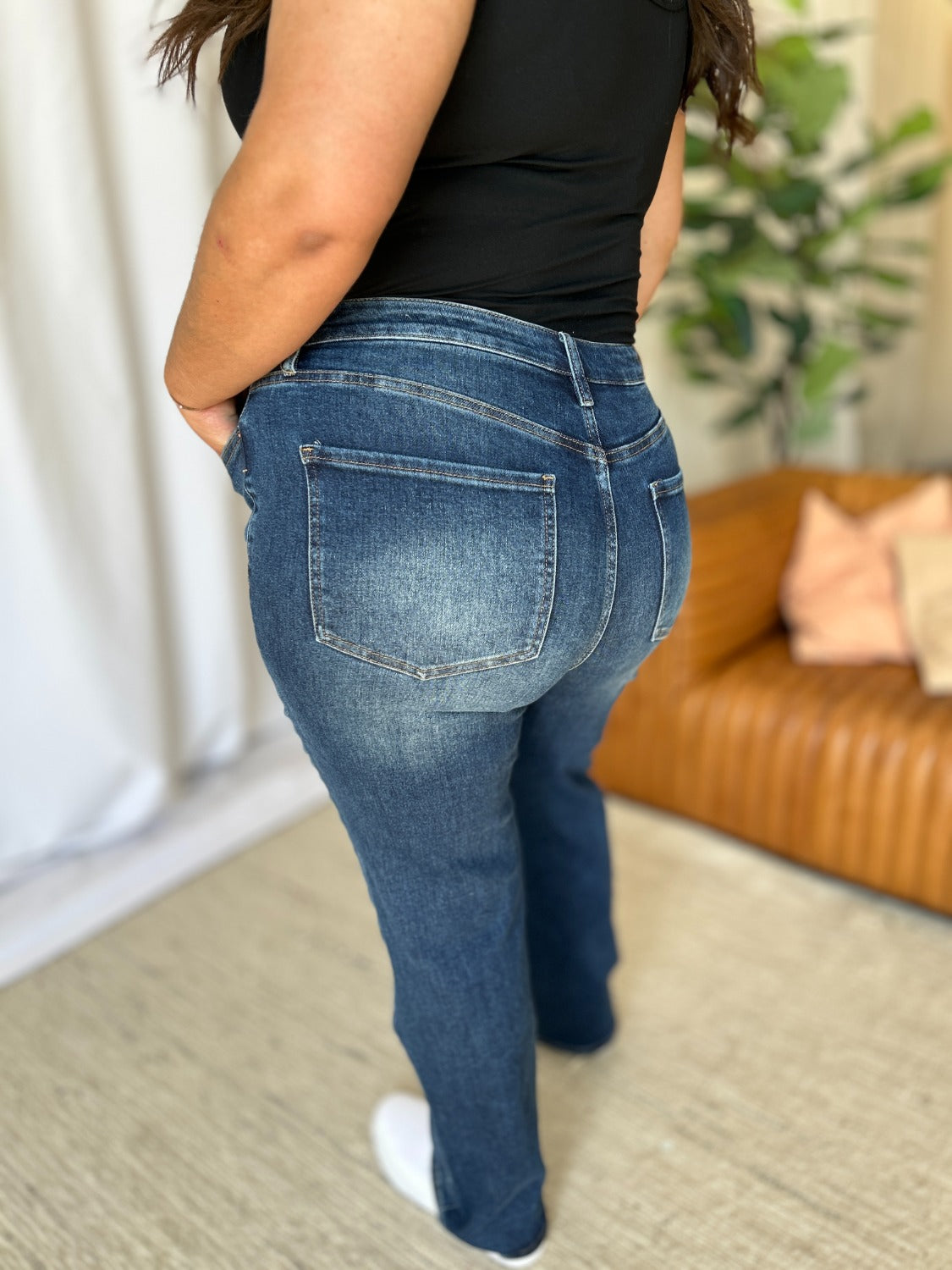 RFM Full Size High Rise Straight Tummy Control Jeans-BOTTOMS SIZES SMALL MEDIUM LARGE-[Adult]-[Female]-2022 Online Blue Zone Planet