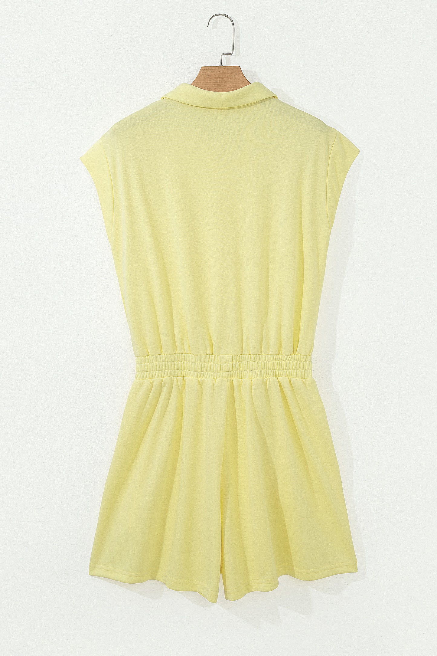 Yellow Cream Half Zip Polo Tee Elastic Waist Romper-Bottoms/Jumpsuits & Rompers-[Adult]-[Female]-2022 Online Blue Zone Planet