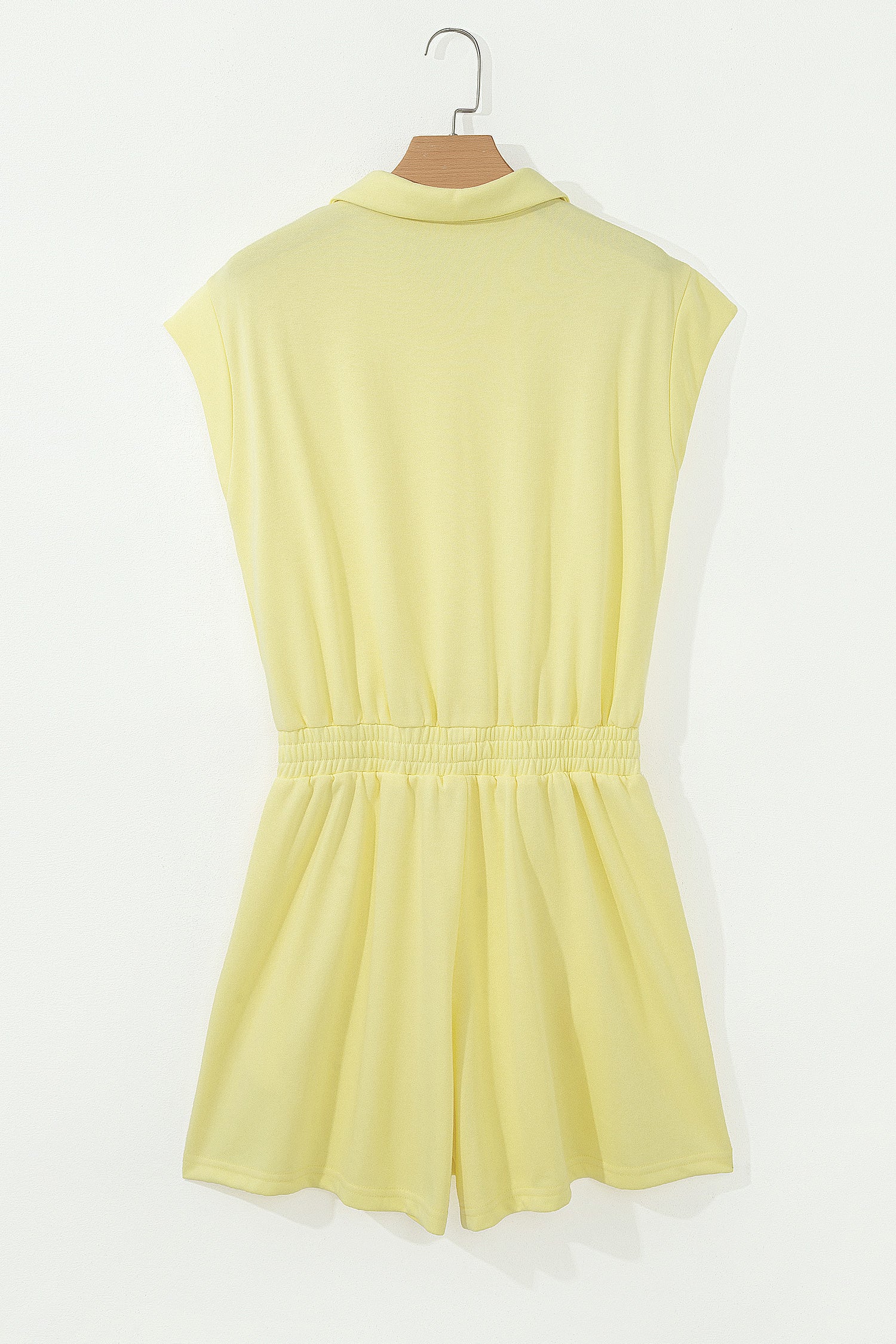Yellow Cream Half Zip Polo Tee Elastic Waist Romper-Bottoms/Jumpsuits & Rompers-[Adult]-[Female]-2022 Online Blue Zone Planet
