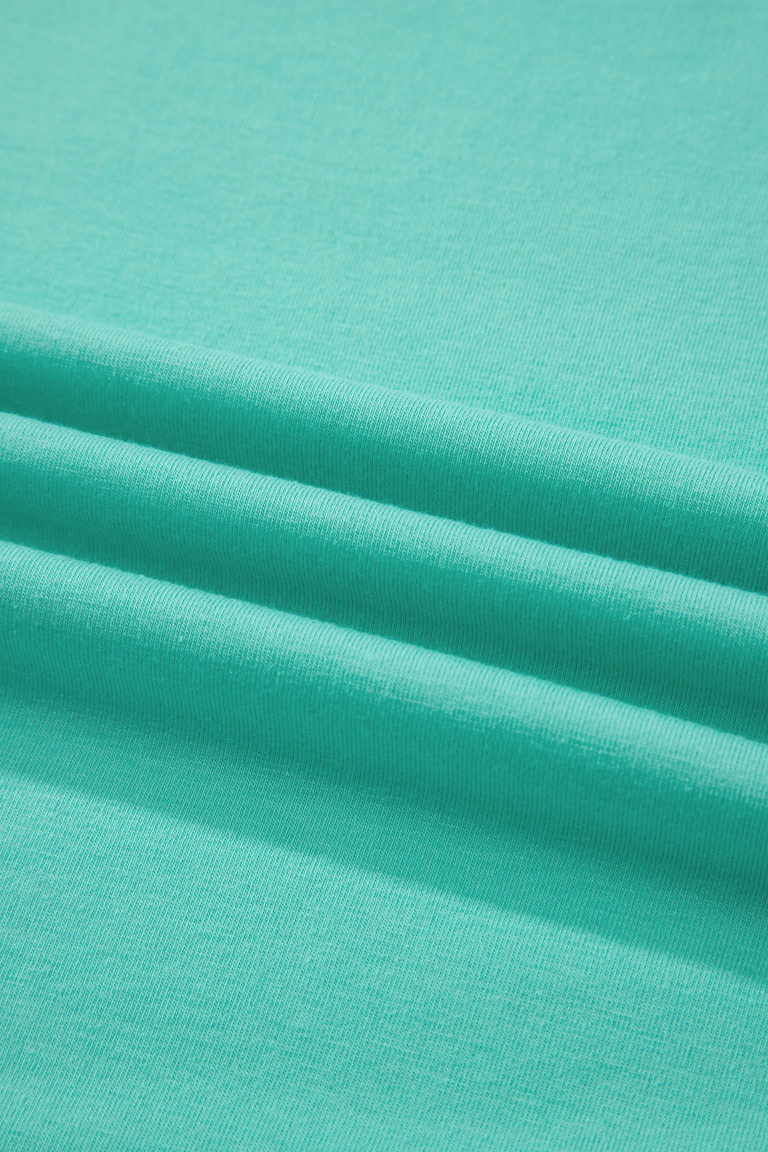 Mint Green Casual Plain Crew Neck Tee-Tops/Tops & Tees-[Adult]-[Female]-2022 Online Blue Zone Planet