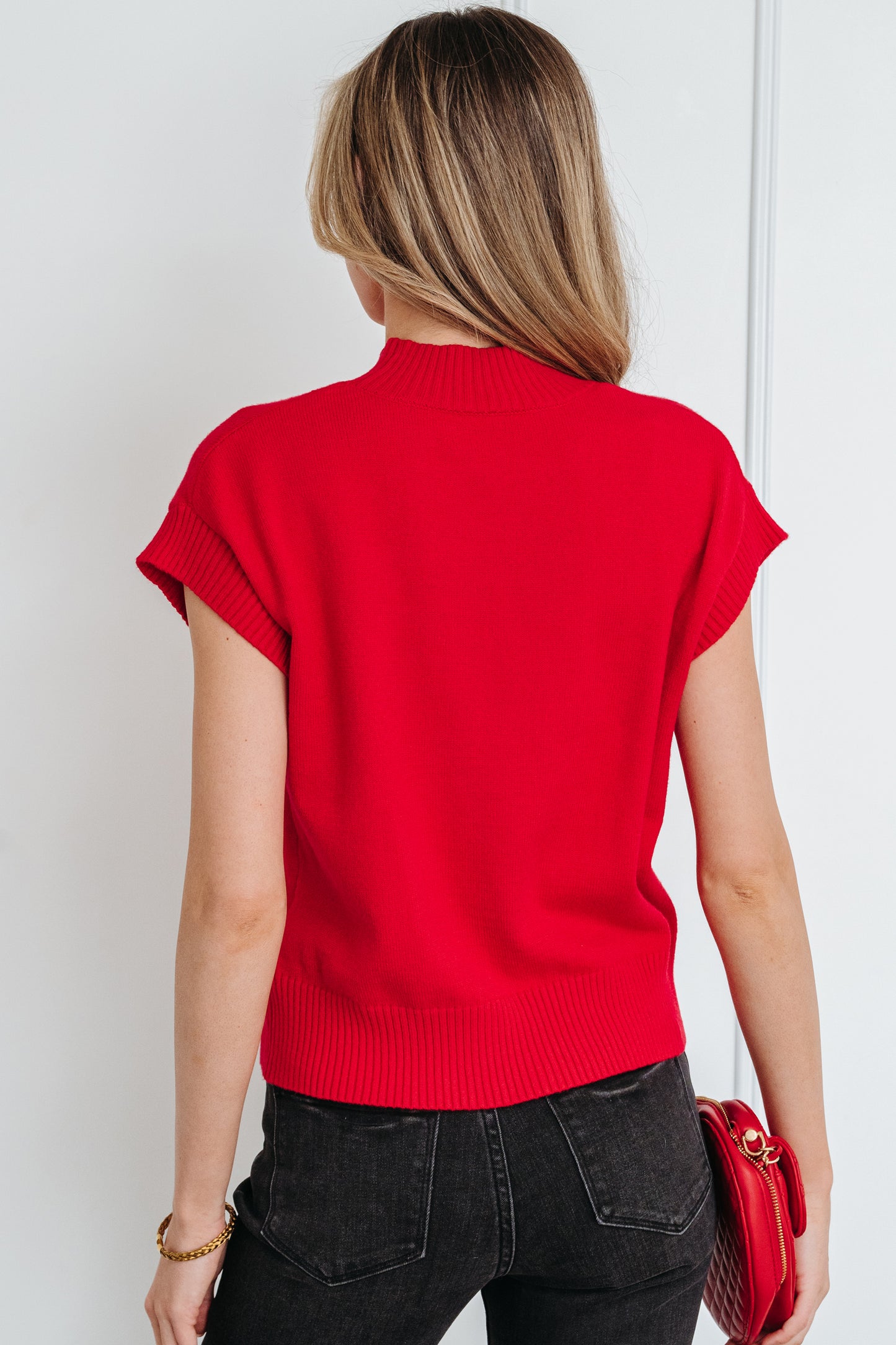 Fiery Red Valentine Heart Graphic Cropped Short Sleeve Sweater-TOPS / DRESSES-[Adult]-[Female]-2022 Online Blue Zone Planet
