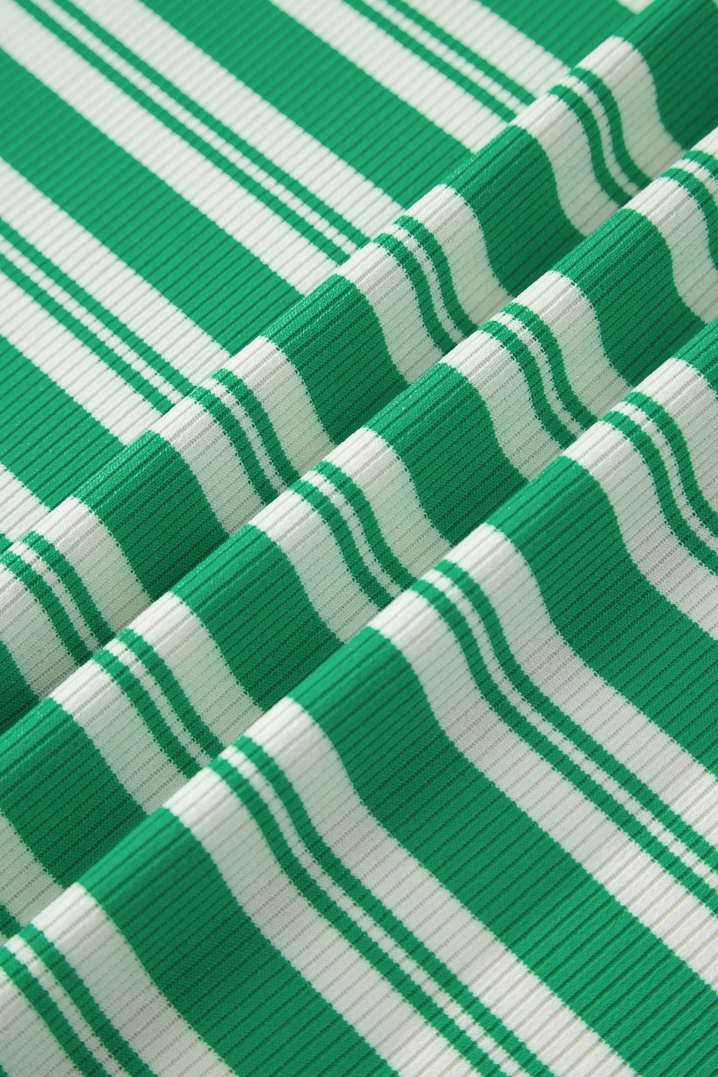 Green Stripe Collared V Neck Short Sleeve T Shirt Midi Dress with Pockets-TOPS / DRESSES-[Adult]-[Female]-2022 Online Blue Zone Planet