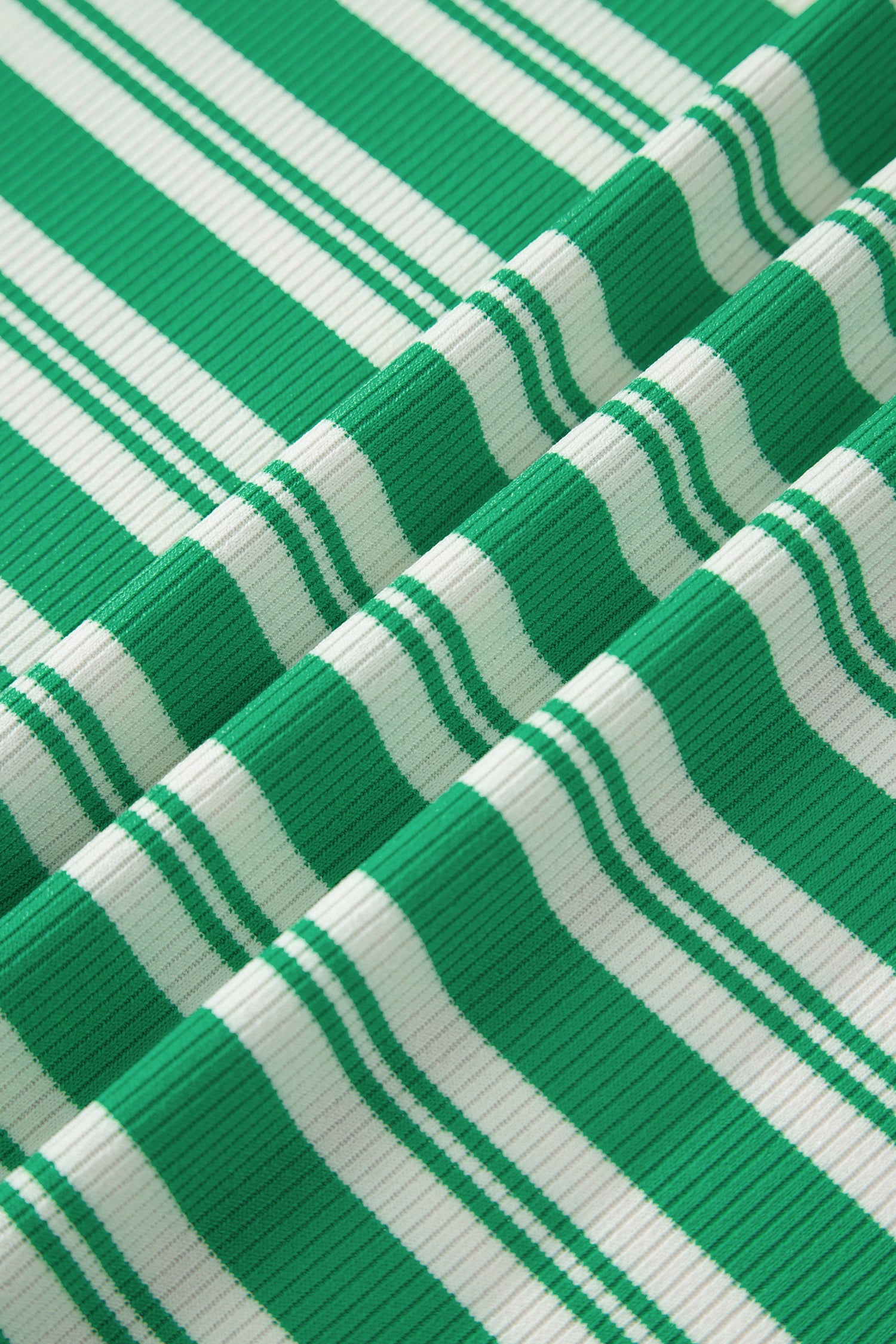 Green Stripe Collared V Neck Short Sleeve T Shirt Midi Dress with Pockets-TOPS / DRESSES-[Adult]-[Female]-2022 Online Blue Zone Planet