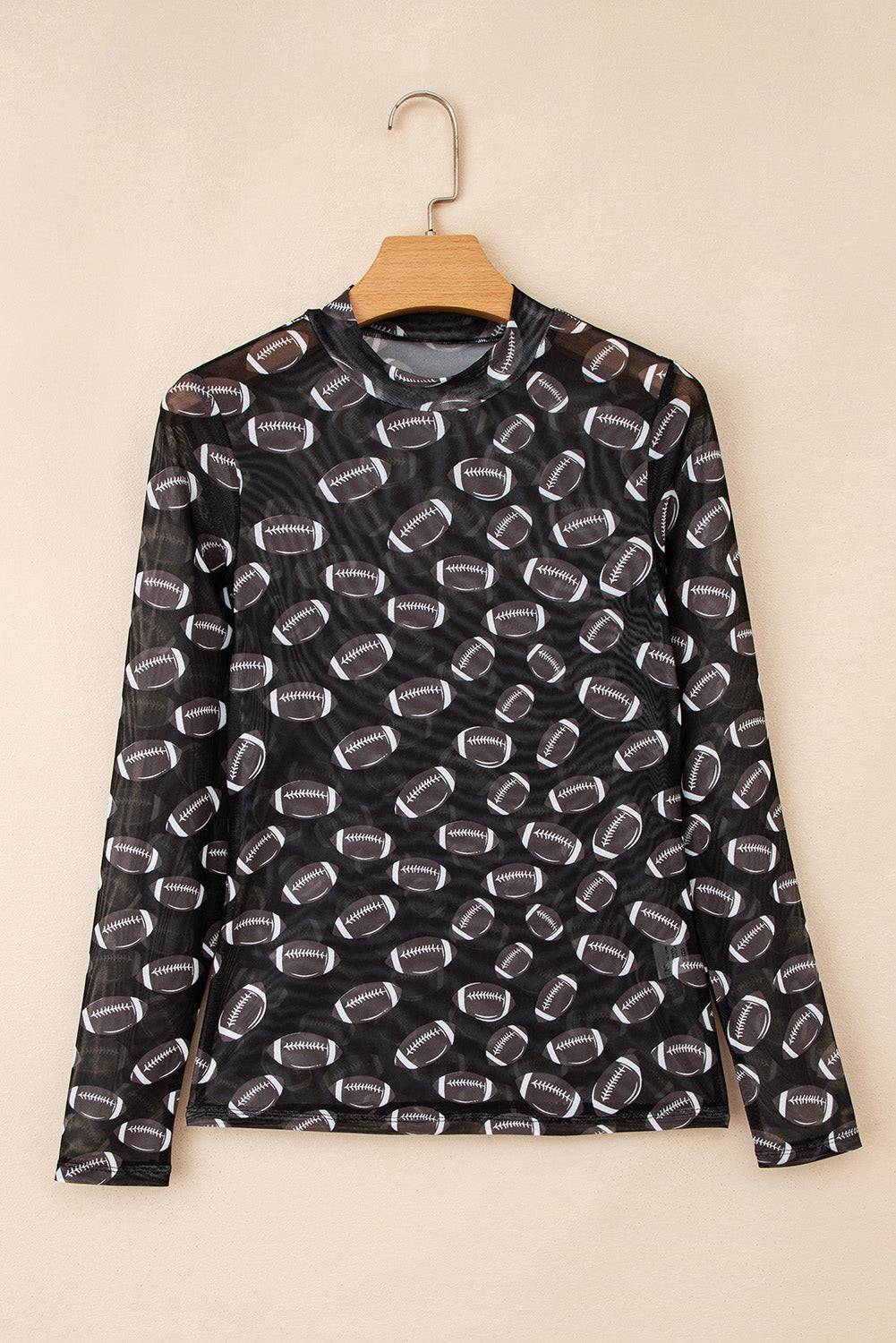 Black Game Day Rugby Mesh Sheer Long Sleeve Top-Tops/Long Sleeve Tops-[Adult]-[Female]-2022 Online Blue Zone Planet