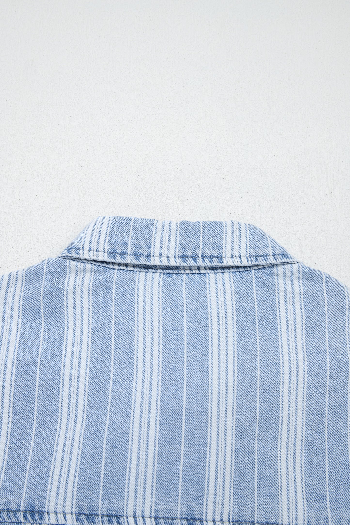 Sky Blue Stripe Boyfriend Chest Pocket Classic Denim Shacket-Outerwear/Denim jackets-[Adult]-[Female]-2022 Online Blue Zone Planet