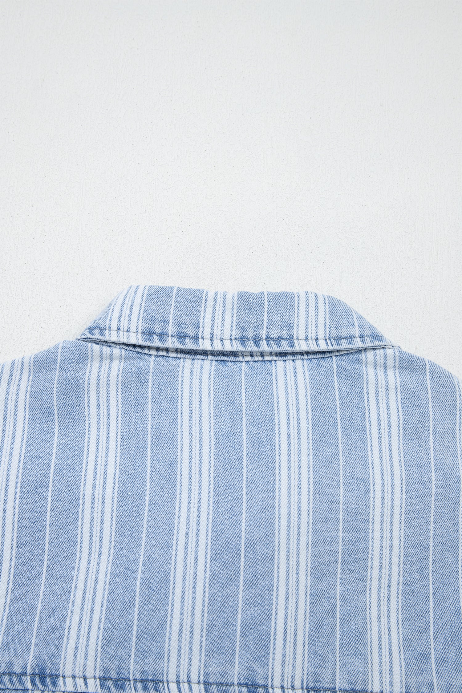 Sky Blue Stripe Boyfriend Chest Pocket Classic Denim Shacket-Outerwear/Denim jackets-[Adult]-[Female]-2022 Online Blue Zone Planet