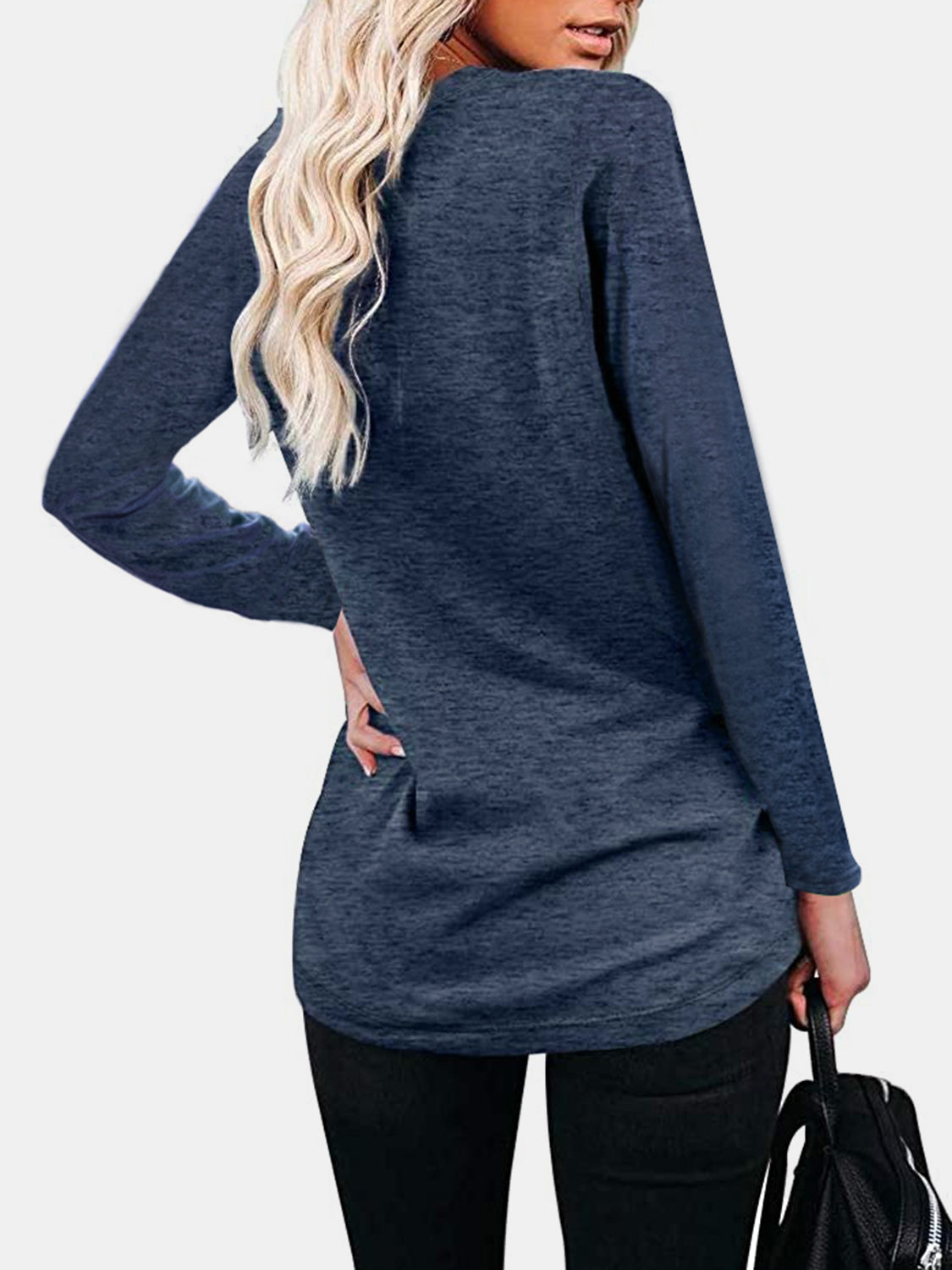 Blue Zone Planet | Round Neck Long Sleeve T-Shirt-TOPS / DRESSES-[Adult]-[Female]-2022 Online Blue Zone Planet