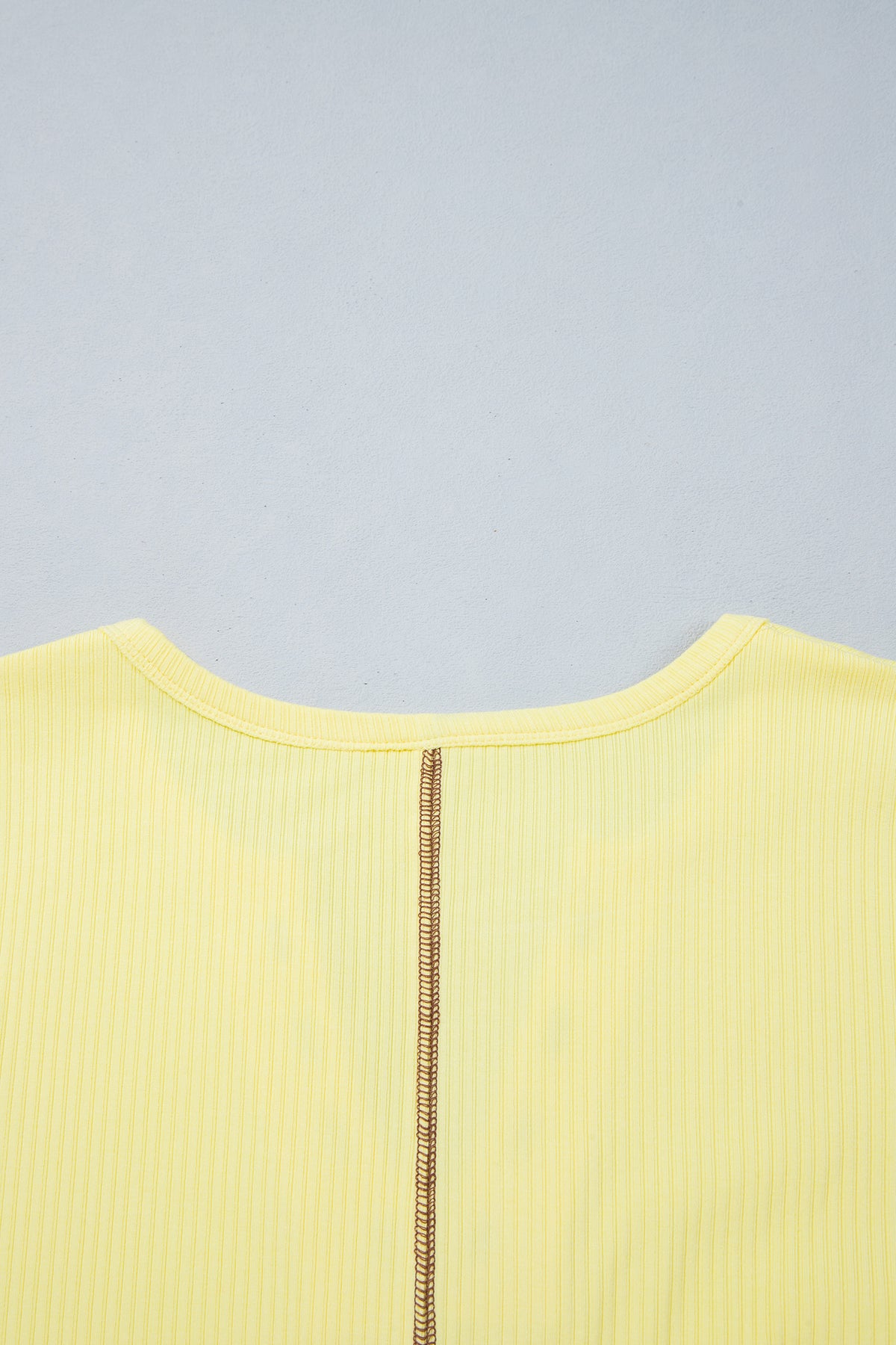 Banana Cream V Neck Ribbed Stitched Detail Long Sleeve Top-Tops/Long Sleeve Tops-[Adult]-[Female]-2022 Online Blue Zone Planet