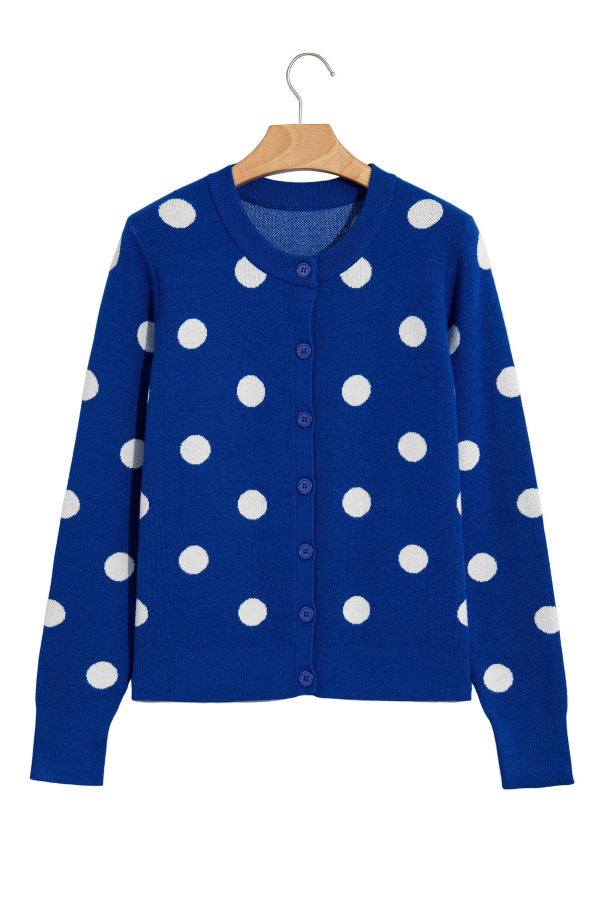 Bluing Casual Polka Dot Button Front Long Sleeve Sweater Cardigan