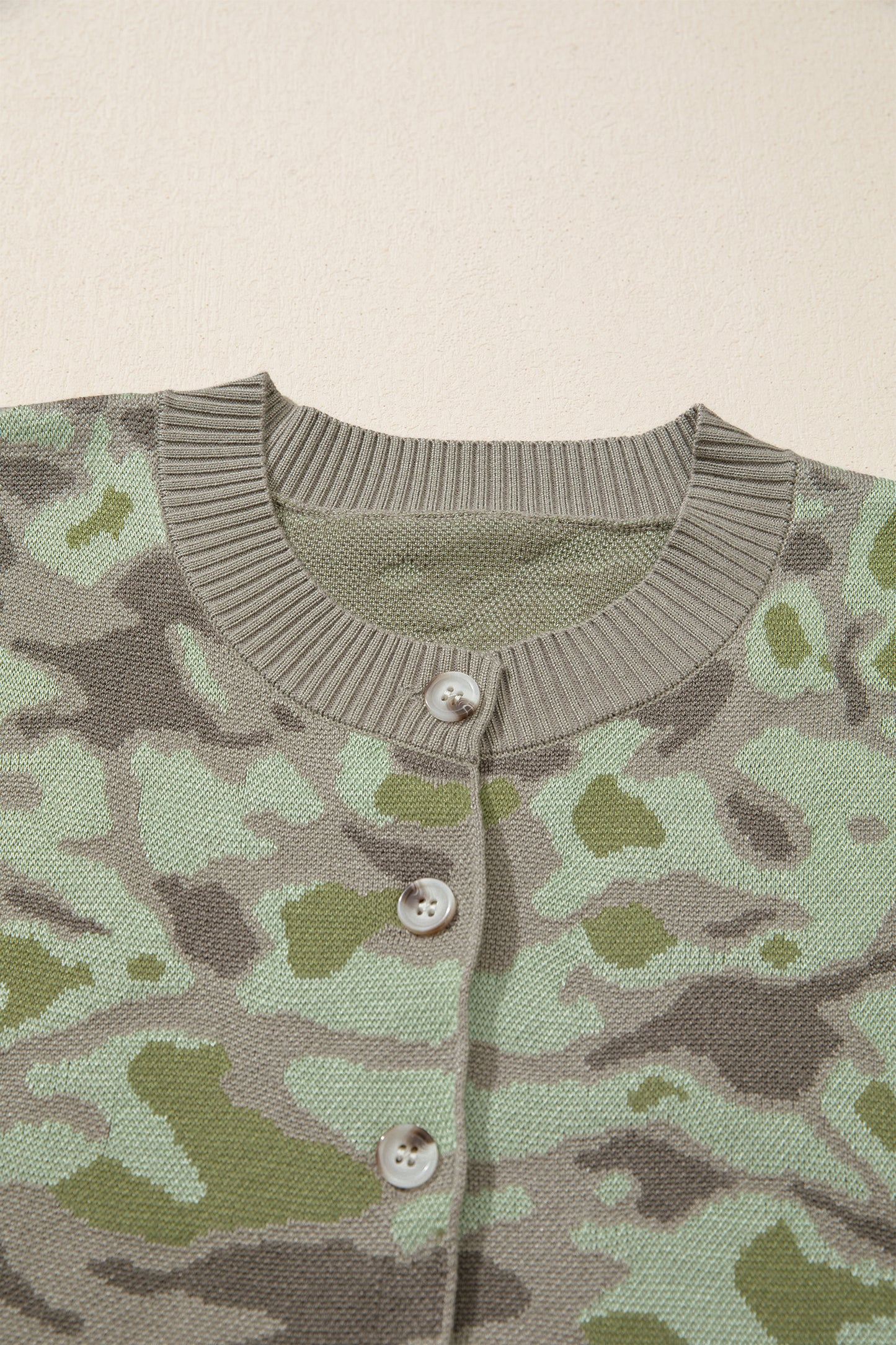 Green Camo Print Button Front Loose Sweater Vest-TOPS / DRESSES-[Adult]-[Female]-2022 Online Blue Zone Planet