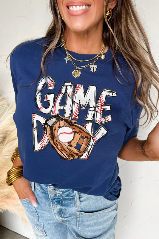 Blue Game Day Touch Down Graphic T Shirt-Graphic/Graphic Tees-[Adult]-[Female]-Blue-S-2022 Online Blue Zone Planet