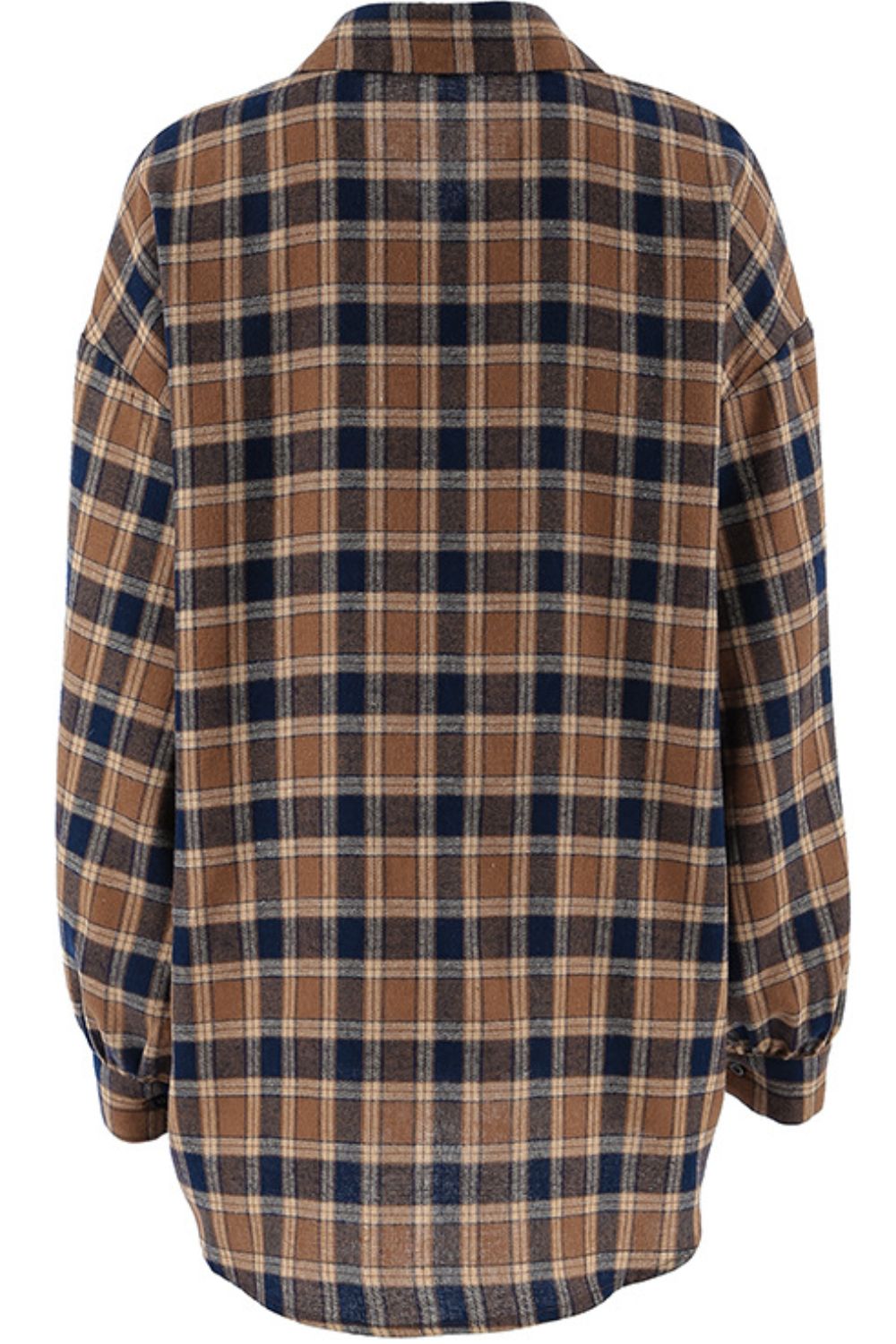 Plaid Button Up Drop Shoulder Shacket-TOPS / DRESSES-[Adult]-[Female]-2022 Online Blue Zone Planet