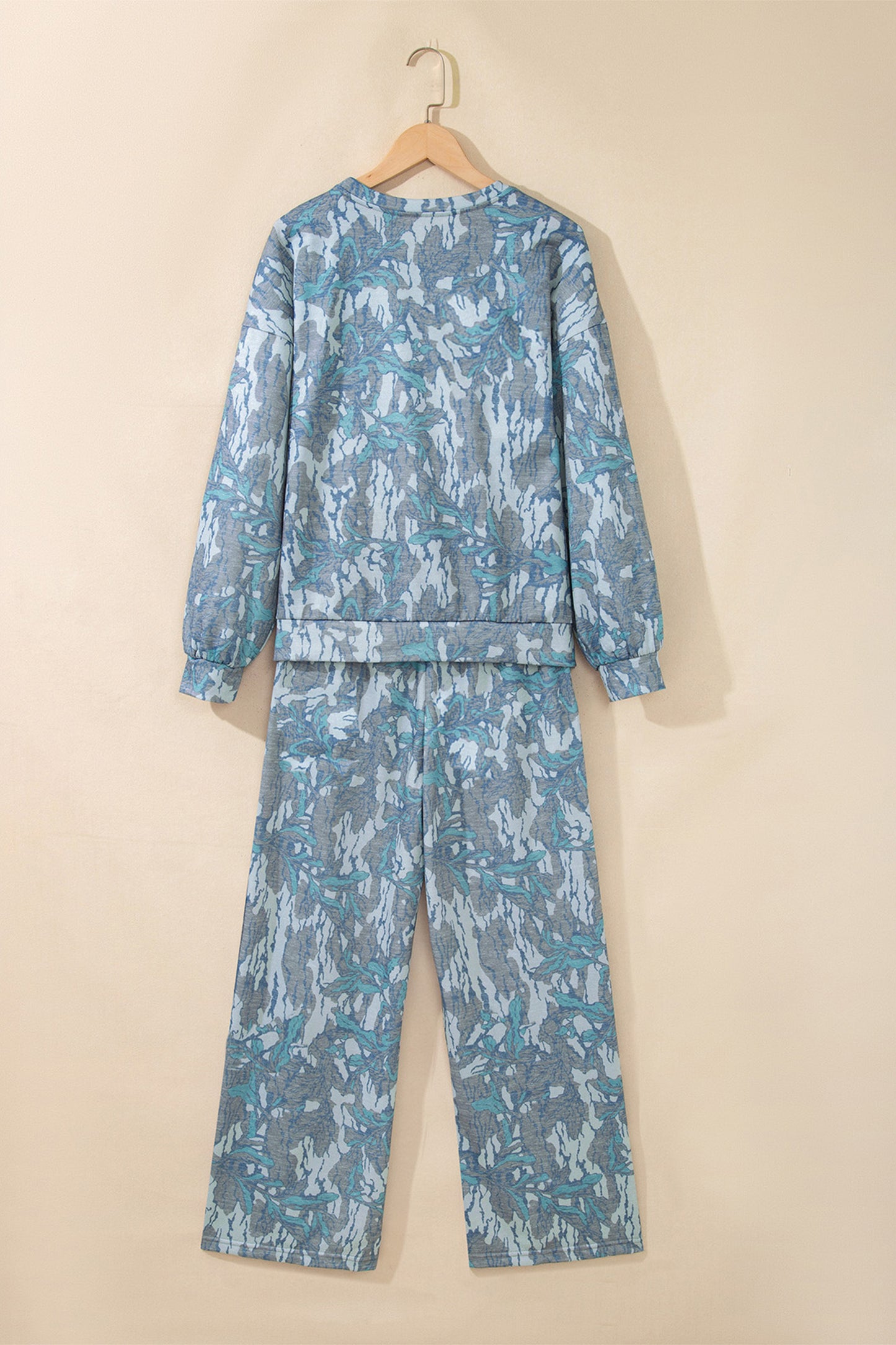 Pink Abstract Floral Print Loose Pullover Drawstring Pants 2pcs Set-Two Piece Sets/Pant Sets-[Adult]-[Female]-2022 Online Blue Zone Planet