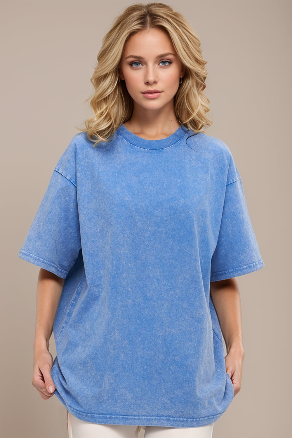 Basic Bae Round Neck Half Sleeve T-Shirt-TOPS / DRESSES-[Adult]-[Female]-Sky Blue-S-2022 Online Blue Zone Planet