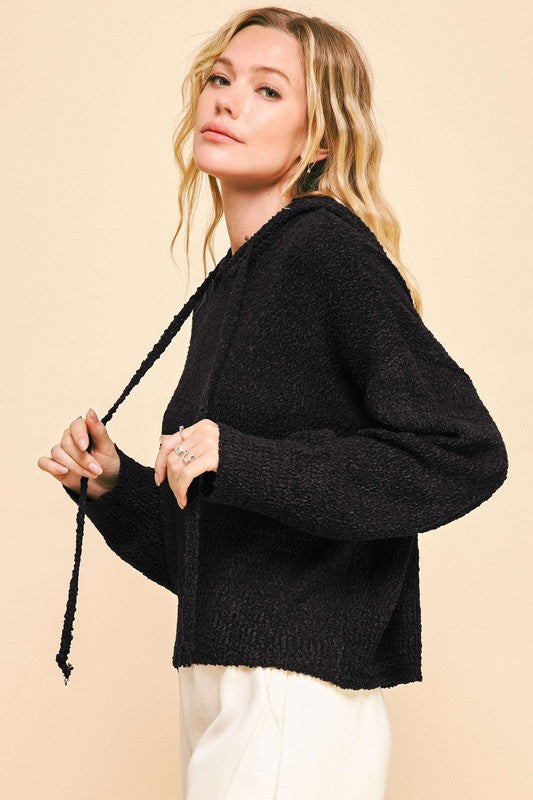 Davi & Dani Drop Shoulder Long Sleeve Hooded Sweater-TOPS / DRESSES-[Adult]-[Female]-2022 Online Blue Zone Planet