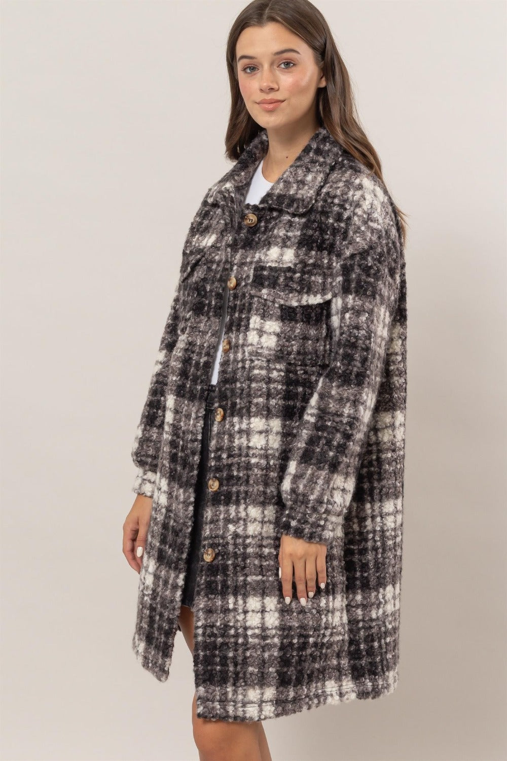 Blue Zone Planet | HYFVE Plaid Button Down Longline Shacket-TOPS / DRESSES-[Adult]-[Female]-2022 Online Blue Zone Planet