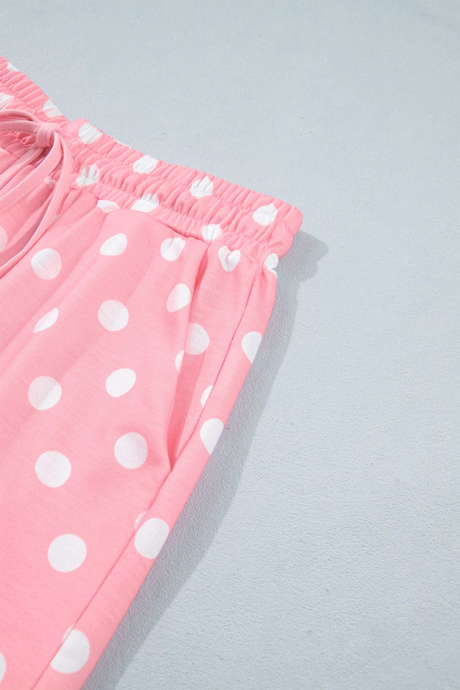 Sky Blue Polka Dot Oversized Top Drawstring Short Set-Two Piece Sets/Short Sets-[Adult]-[Female]-2022 Online Blue Zone Planet