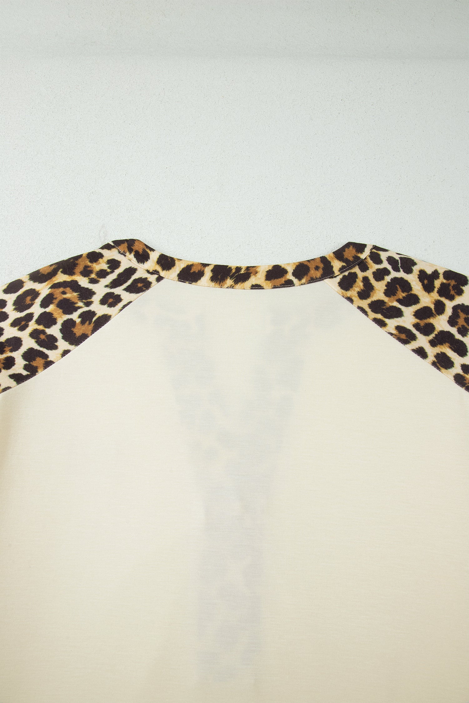 Beige Plus Size Leopard Contrast Patchwork Polo Tee-Plus Size/Plus Size Tops/Plus Size Tops & Tees-[Adult]-[Female]-2022 Online Blue Zone Planet