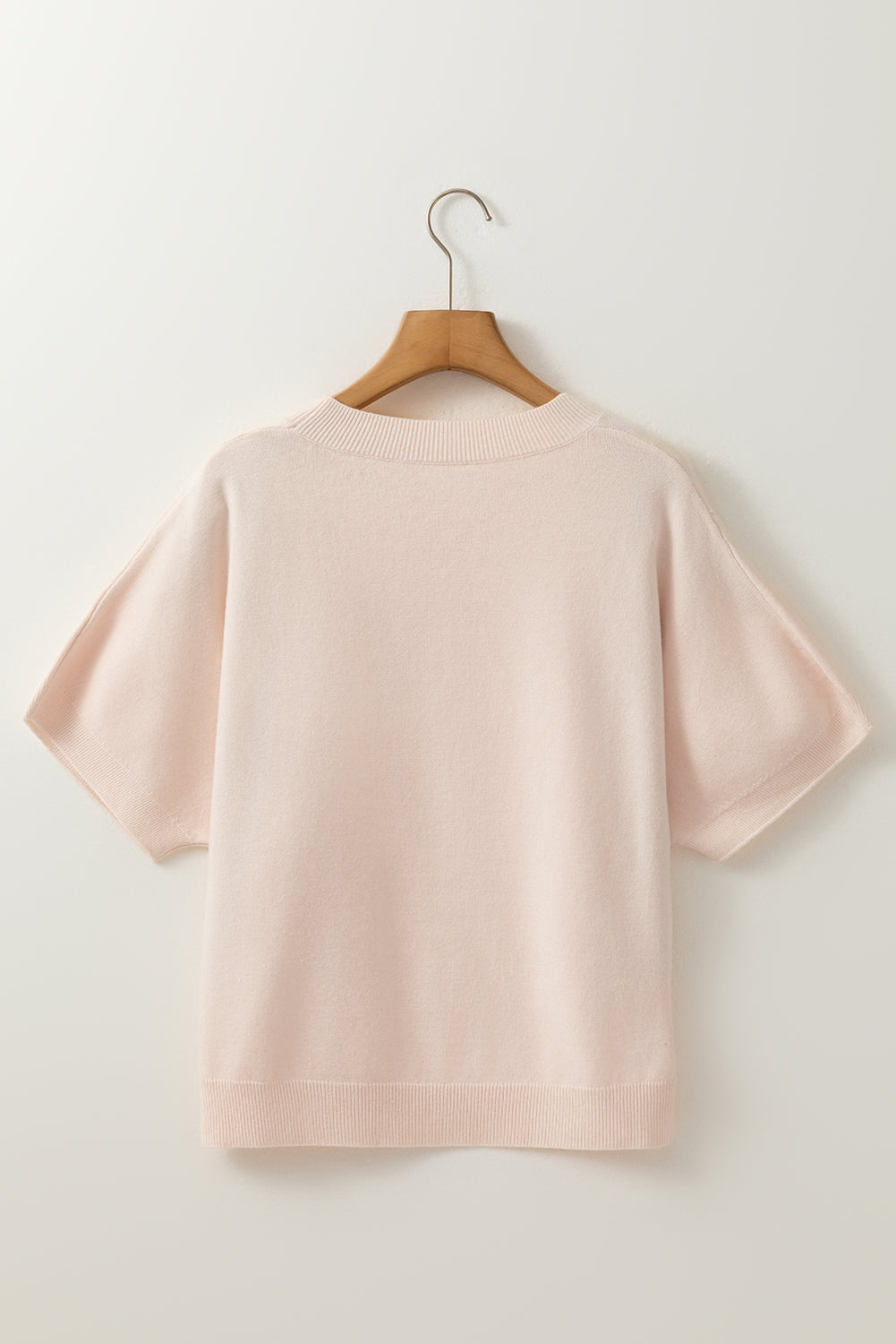 Oatmeal Pearl Bow Embellished Dolman Short Sleeve Sweater-TOPS / DRESSES-[Adult]-[Female]-2022 Online Blue Zone Planet
