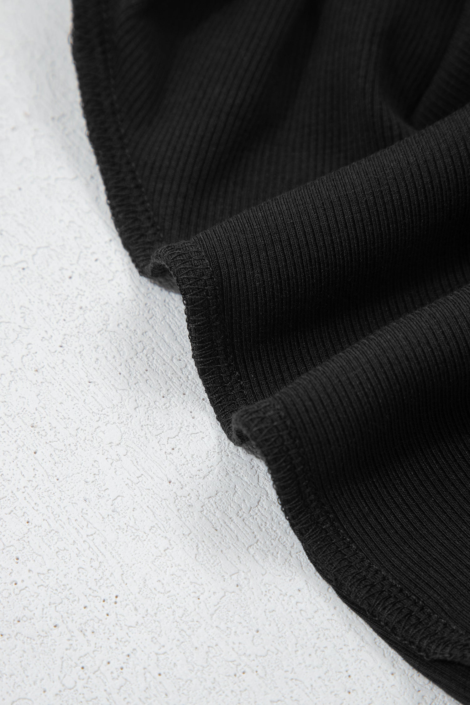 Black Solid Color Oversize Slit Sweatshirt Ribbed Leggings 2pcs Set-Two Piece Sets/Pant Sets-[Adult]-[Female]-2022 Online Blue Zone Planet