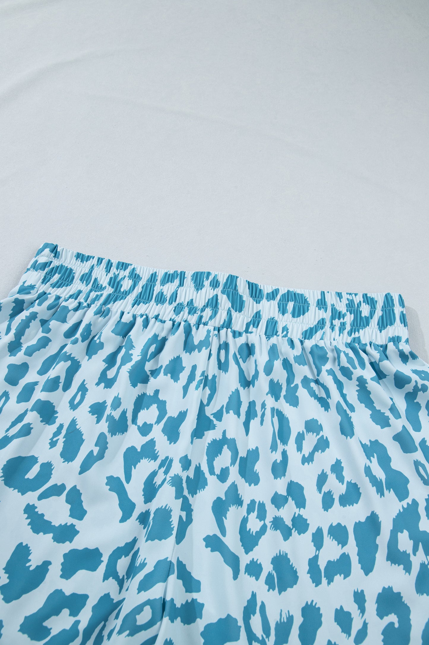 Beau Blue Plus Size Leopard Elastic Waist Athletic Shorts-Plus Size/Plus Size Bottoms-[Adult]-[Female]-2022 Online Blue Zone Planet