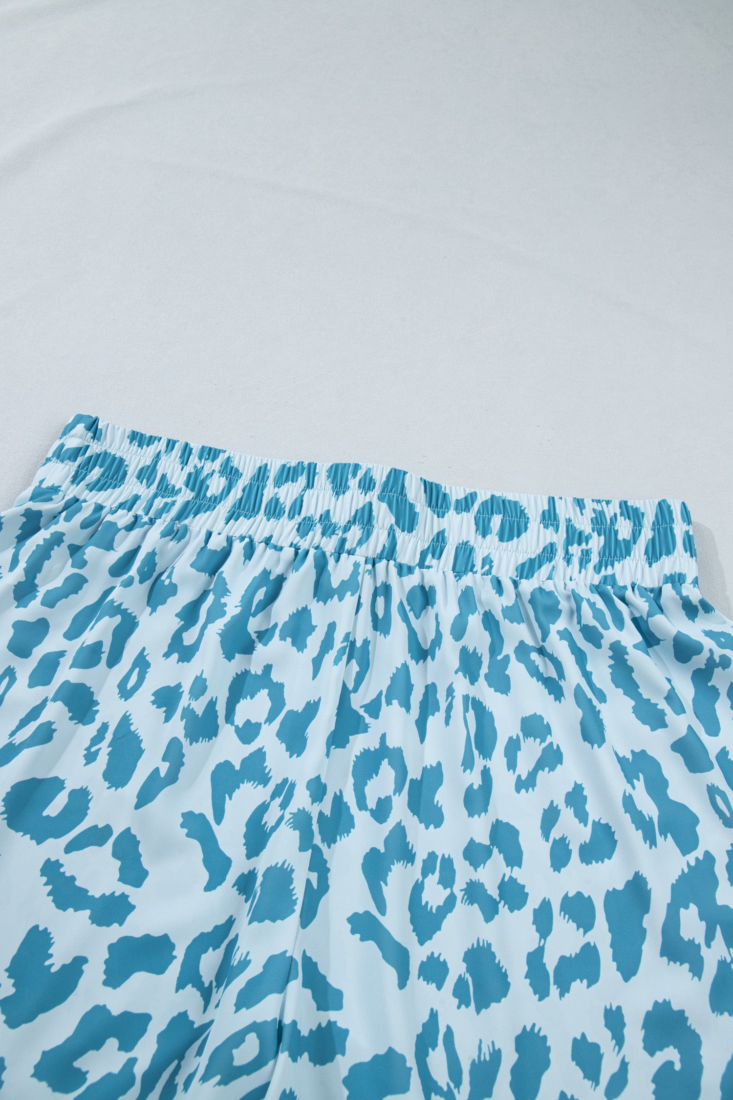 Beau Blue Plus Size Leopard Elastic Waist Athletic Shorts-Plus Size/Plus Size Bottoms-[Adult]-[Female]-2022 Online Blue Zone Planet