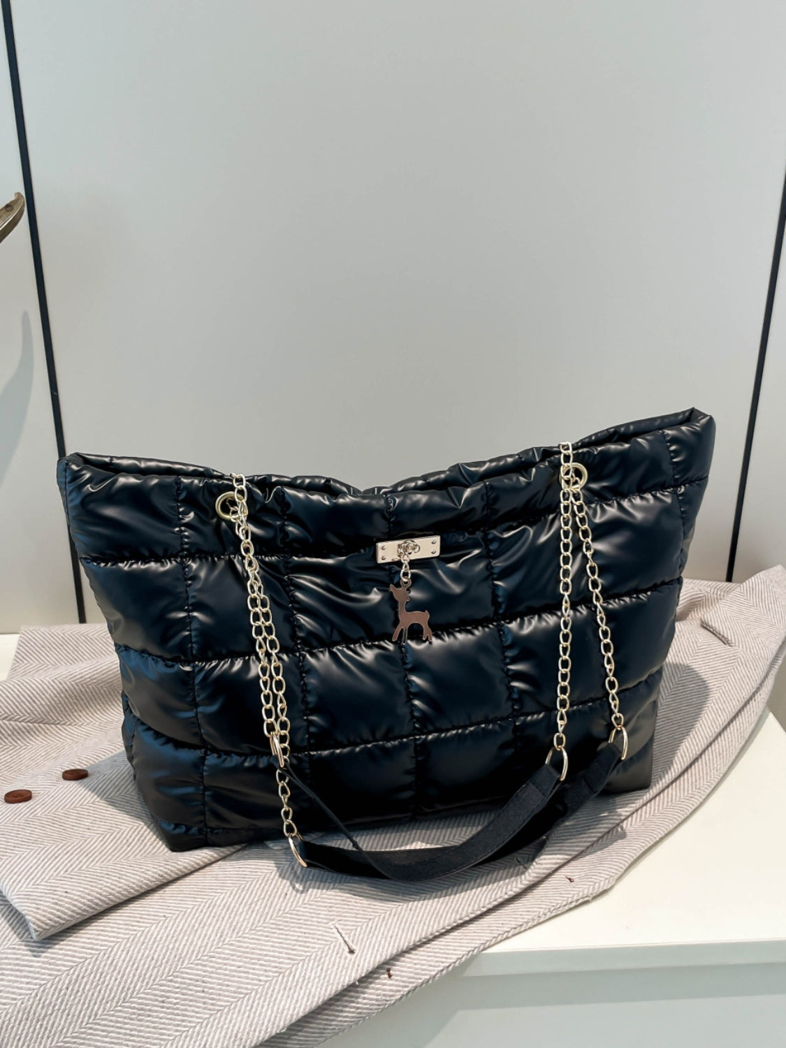 Bubble Texture Tote Bag-HANDBAGS-[Adult]-[Female]-Black-One Size-2022 Online Blue Zone Planet