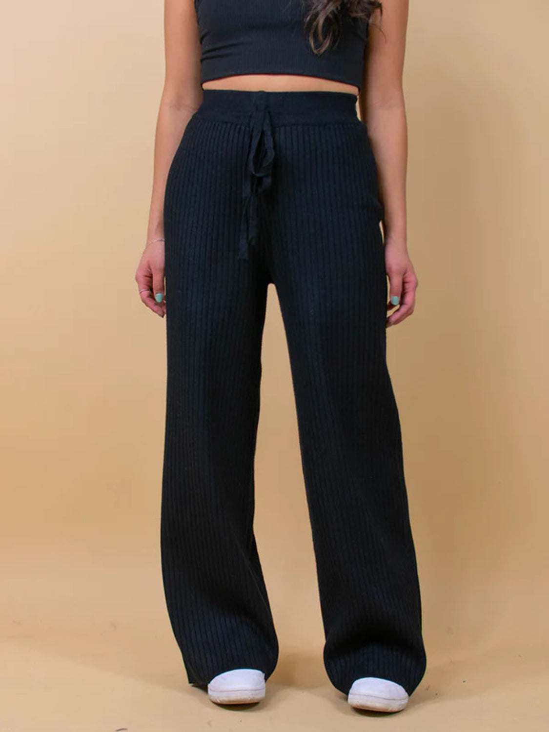 Blue Zone Planet | Ribbed Wide Leg Sweater Pants-BOTTOMS SIZES SMALL MEDIUM LARGE-[Adult]-[Female]-2022 Online Blue Zone Planet